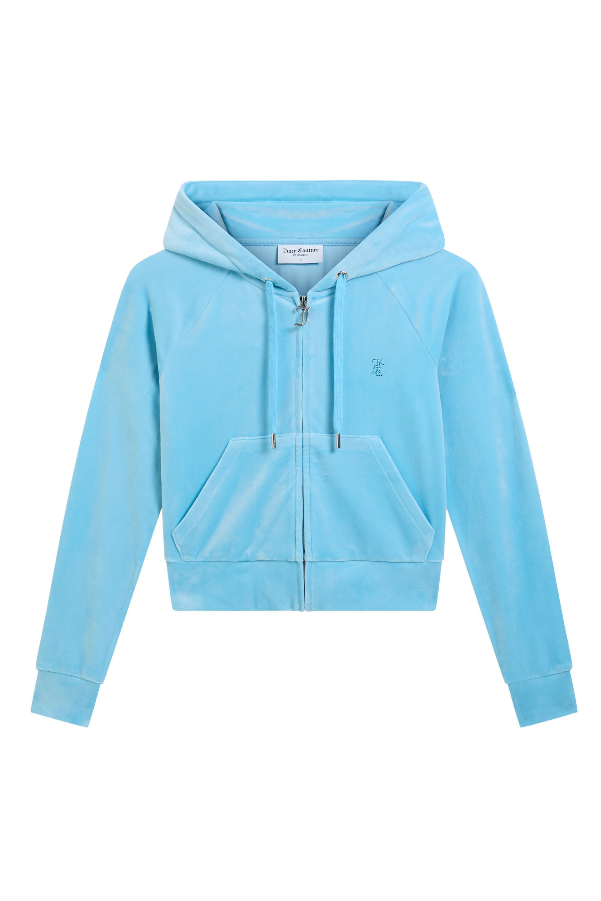 Juicy Couture Kapuzennickijacke MADISON COL OUT HOODIE. Damen Trainingsjacke Damen, Sweatjacke mit Kapuze, Velour, mit Glitzer, Sale