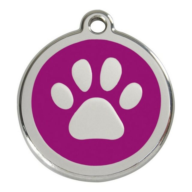 Red Dingo Hunde-Halsband “Identifikationsschild für Halsband Red Dingo Tierischer Fußabdruck Lila Größe M (30 mm)”, Edelstahl
