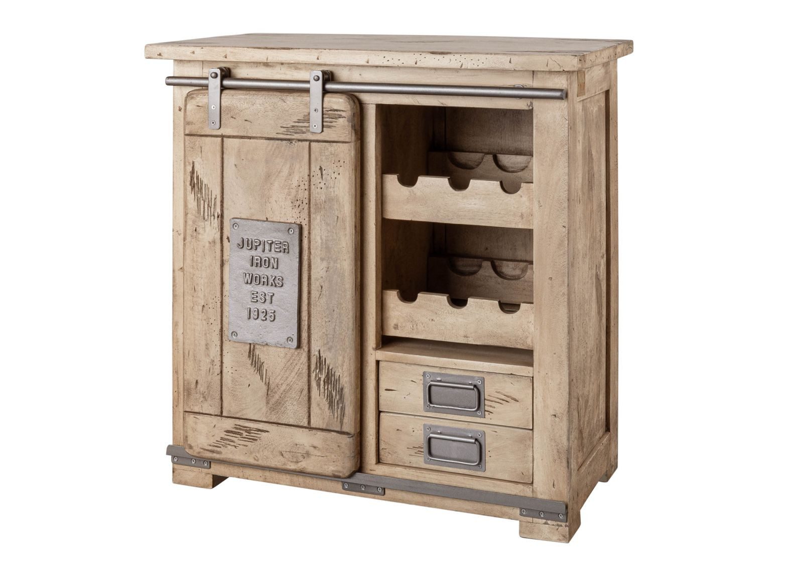 Massivmoebel24 Kommode RAILWAY Mango Massivholz beige (Massivholz montiert 44 kg RAILWAY #340), Mango 80x40x82 cm (BxTxH) beige lackiert