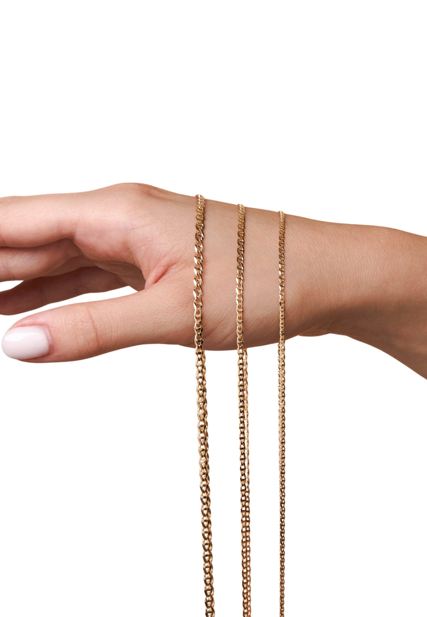 ENGELSINN Gliederkette Goldkette 14 Karat Gold Traversino Stil 585 Echtgold, 45cm-55cm