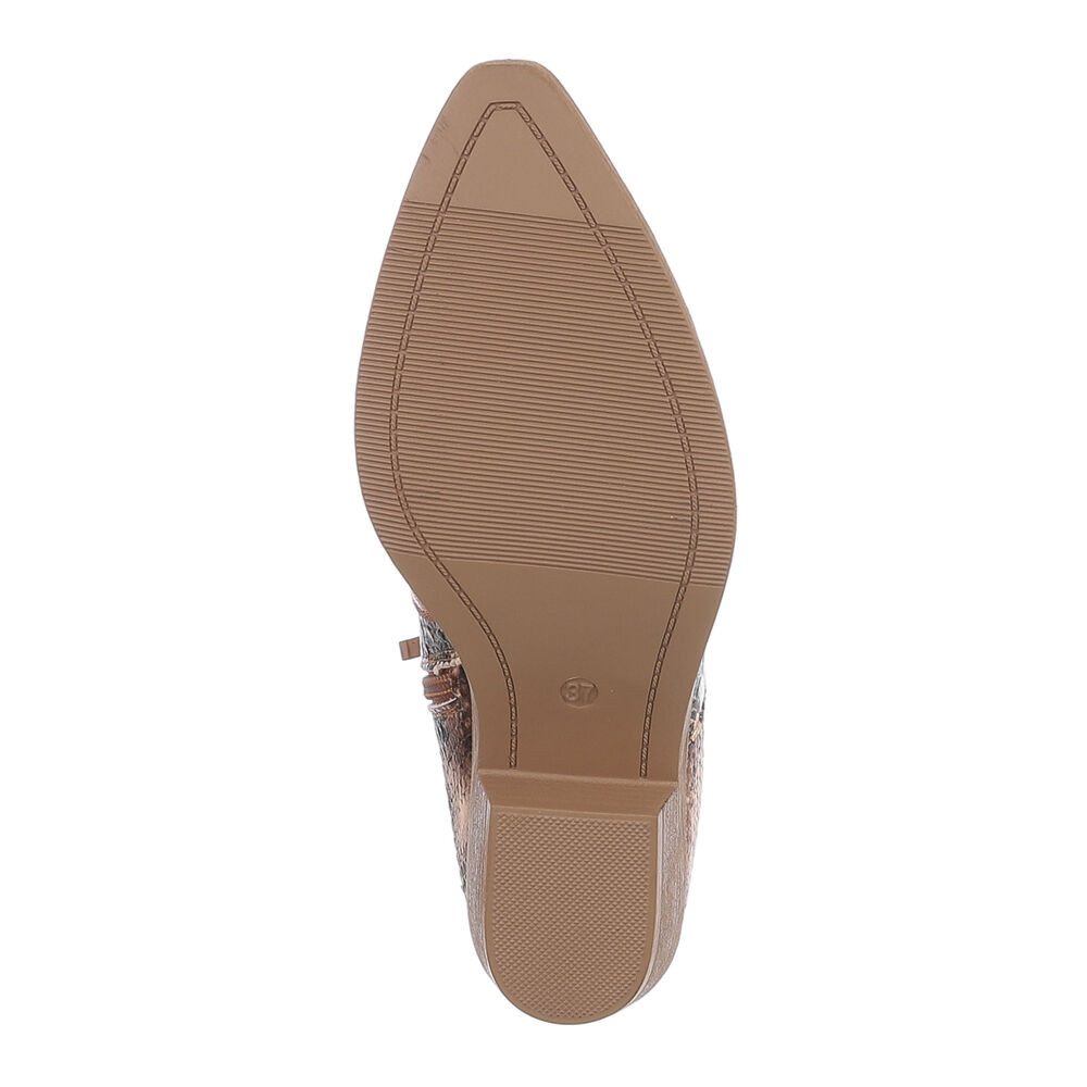 Ital-Design Damen Cowboyboots Western Stiefelette (87118154) Blockabsatz Western- & Bikerboots in Camel