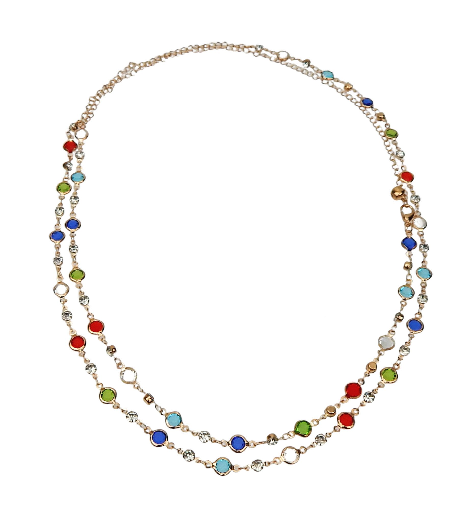 Ella Jonte Collier, Halskette gold mit bunten Steinen Kette zum kurz oder l günstig online kaufen