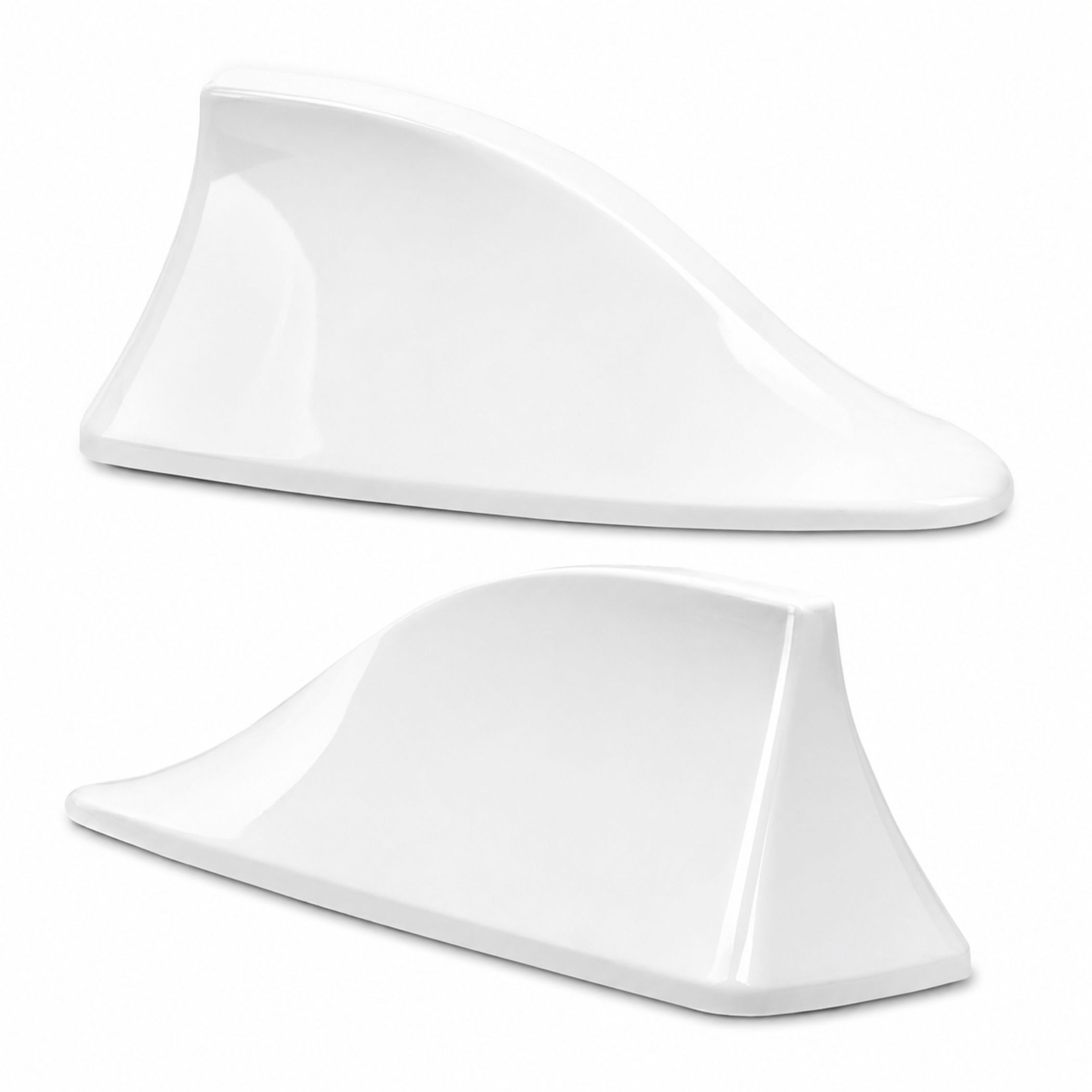 Bolwins A65C Universal Shark Fin Auto Dachantenne AM/FM selbstklebend weiß Dachantenne (AM & FM Signal, für Innenbereich & außenbereich, Verstärkung: 5 dB), AM & FM Radioempfang, Shark-Fin-Design, selbstklebende Montage