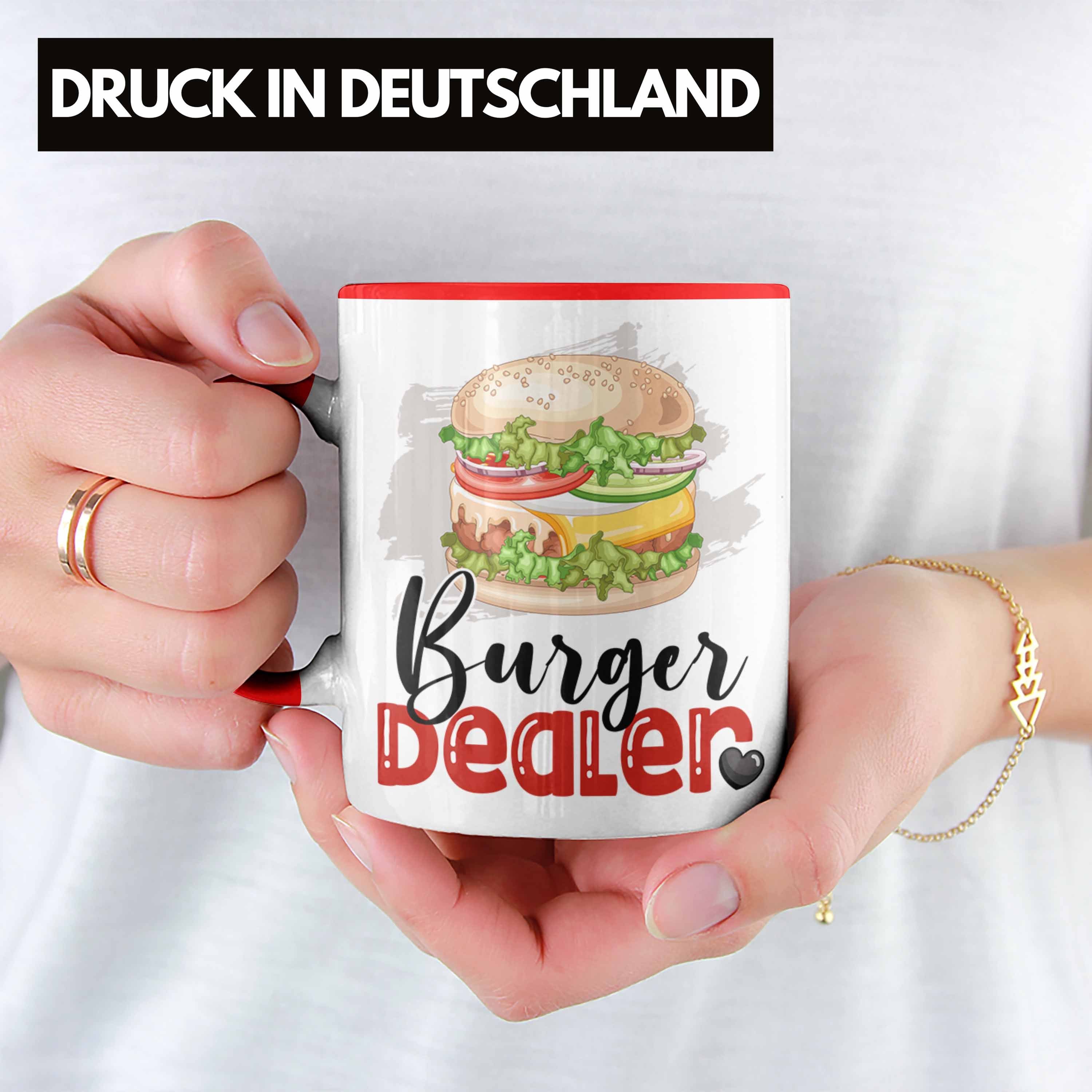 Trendation Tasse Burger Dealer Tasse für Besten Spr Geschenk Geburtstag Rot Burgerverkäufer