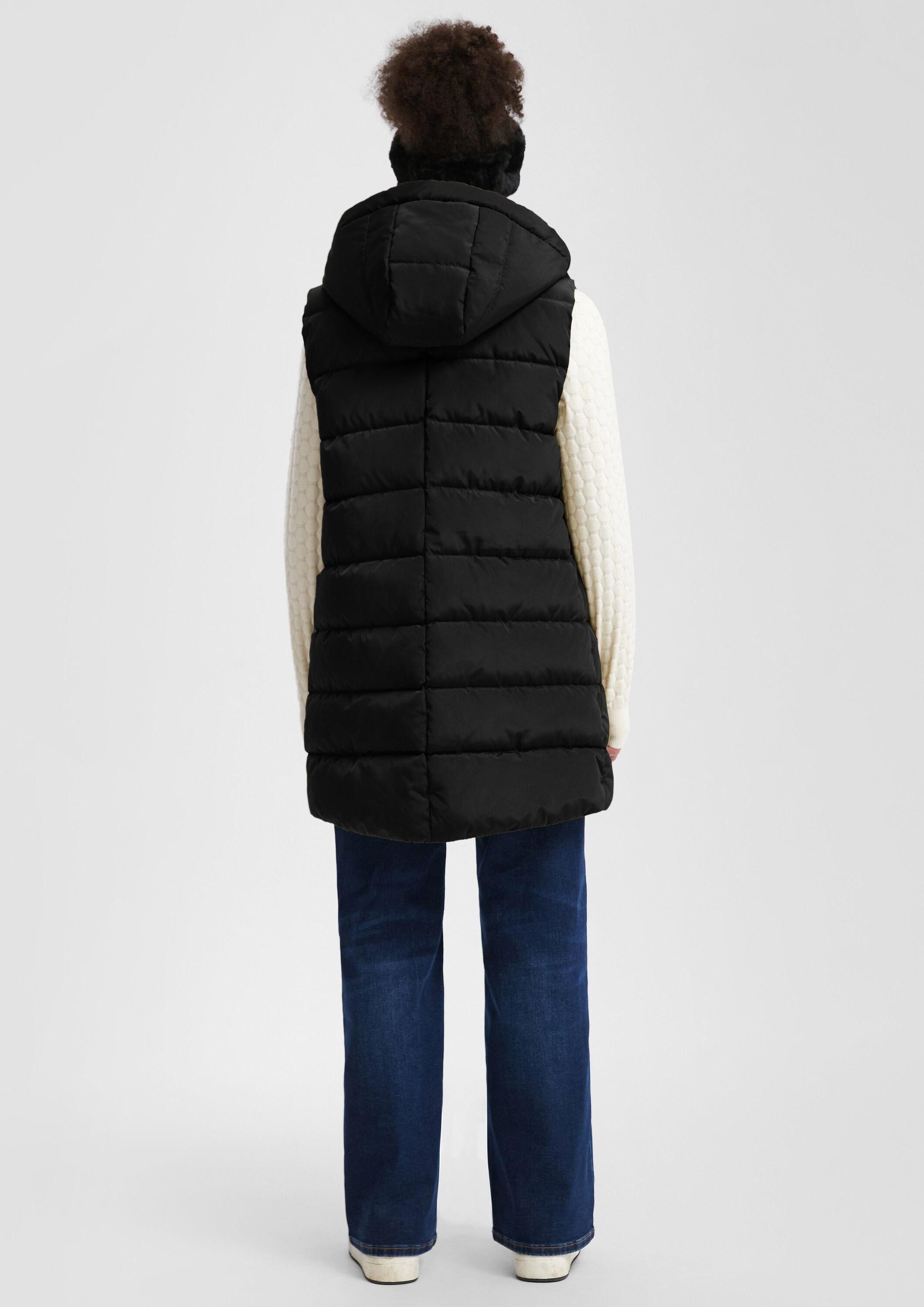 QS Outdoorjacke Outdoor-Weste Warm wattierte Steppweste mit Kapuze
