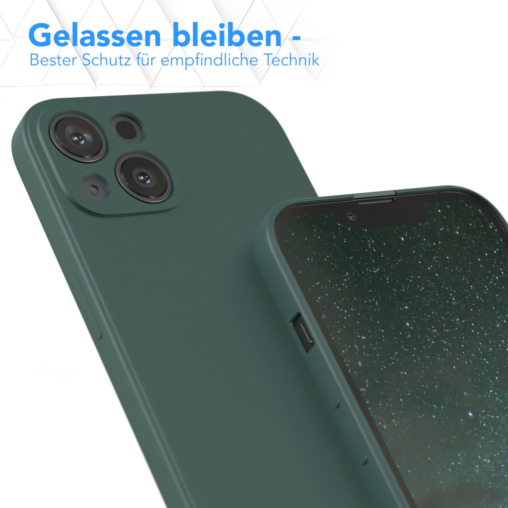 EAZY CASE Handyhülle für Apple iPhone 13 Hülle Silikon 6,1 Zoll, Silikon Schutzhülle mit Kameraschutz kratzfest bumper Grün / Nachtgrün – Bild 4 von 5
