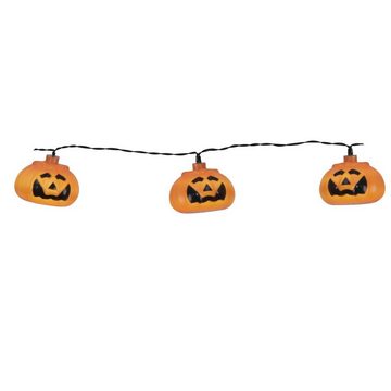 MARELIDA LED-Lichterkette Halloween 8 orangene Kürbisse 2,1m Batterie Timer, 8-flammig