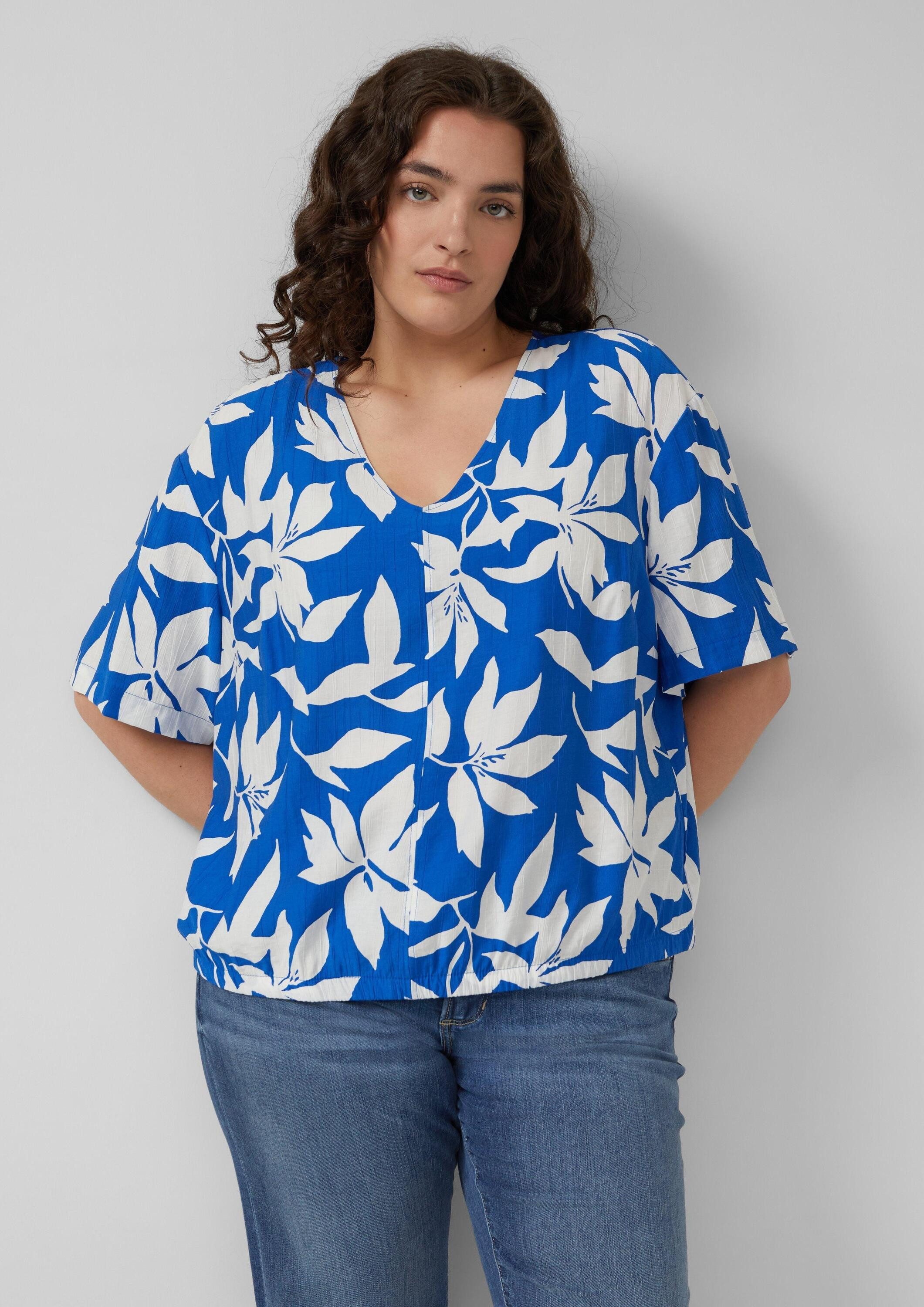 s.Oliver Kurzarmbluse Bluse Strukturierte Bluse im O-Shape