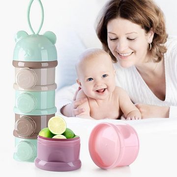 LENBEST Aufbewahrungsbox Tragbarer Milchpulverspender 4-Schicht-Babynahrungs-Aufbewahrung, Lebensmittel-Snacks-Behälter für Baby Babynahrung Aufbewahrungsbox