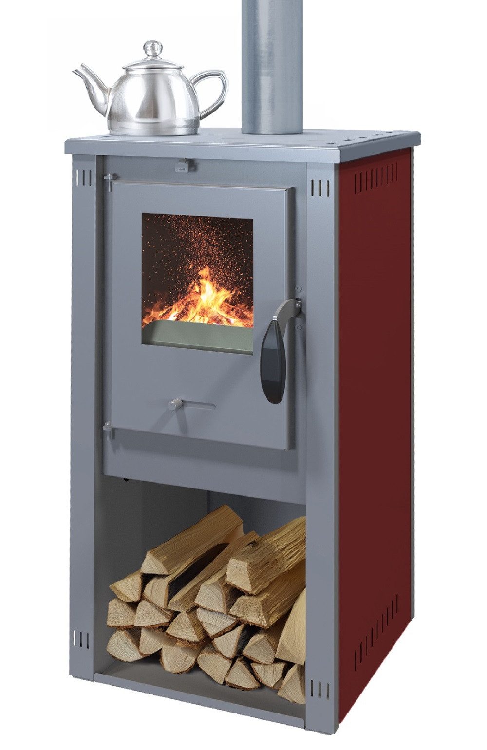 ECOfoxx Kaminofen Okta M bordeaux, EEK günstig online kaufen