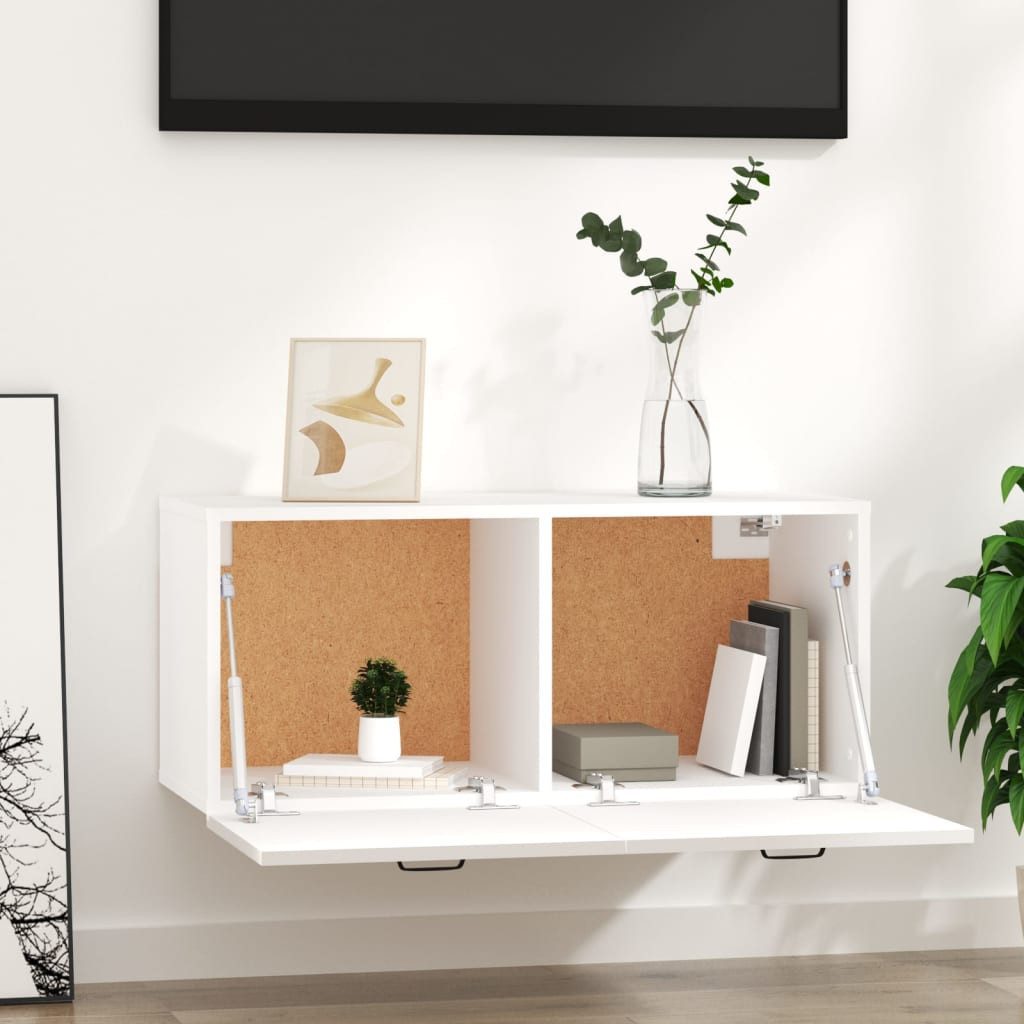 furnicato Wandhängeschrank Eleganter Wandschrank in Weiß, 80 x 36,5 x 35 cm, 1-tlg., Feuchtigkeitsbeständiger Schwebeschrank mit Fächern für das Wohnzimmer