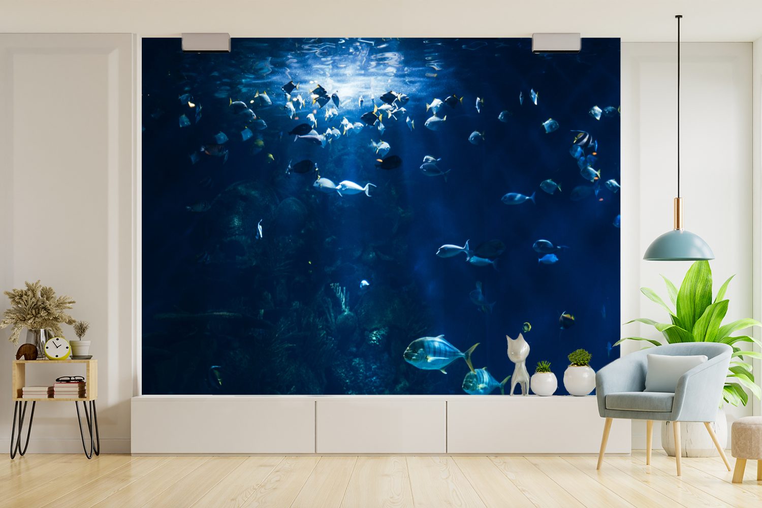 bedruckt, Angeln Aquarium für Norwegen, St), in Kinderzimmer, einem Fototapete Matt, MuchoWow Vinyl in Tapete Wohnzimmer, (6 Wallpaper Schlafzimmer,