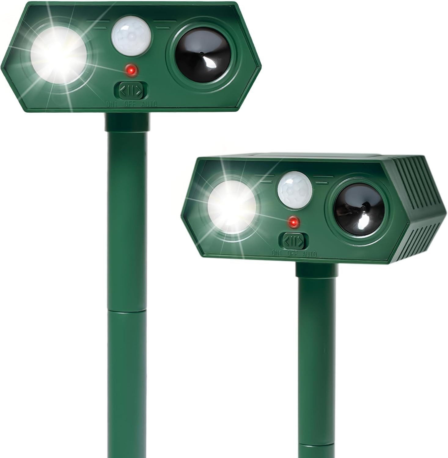 Nettlife Ultraschall-Tierabwehr PIR-Sensor LED effektiv gegen Vögel, 2-tlg., für Garten & Hof automatischer Modus