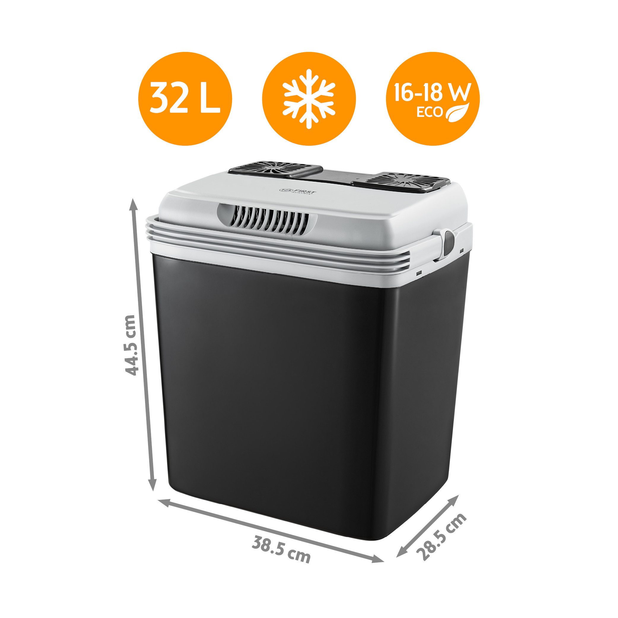TZS FIRST AUSTRIA Elektrische Kühlbox 25L, Kühlbox, 12V /230V Anschluss, 12-V-Stecker fürs Auto, für Camping, Festivals, Reisen, mit Kühl- und Warmhaltefunktion