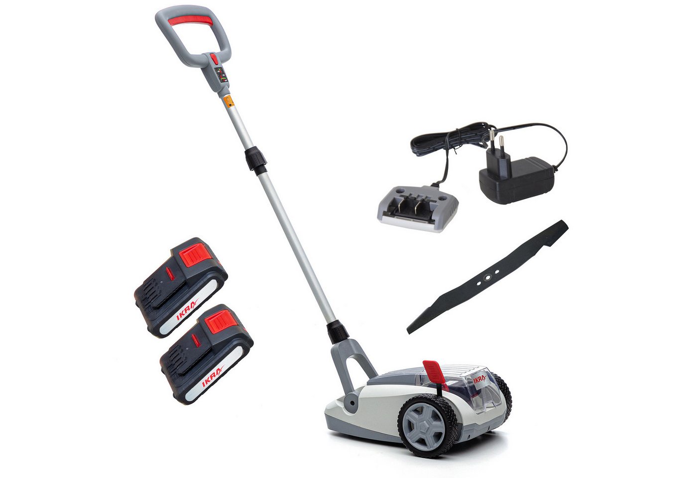 ikra GmbH Akkurasenmäher ICHM 20, 21 cm Schnittbreite, (inkl. 2. Akku, Ladegerät & Ersatzmesser), 20V Akku - Rasenflächen bis zu 50 Quadratmetern