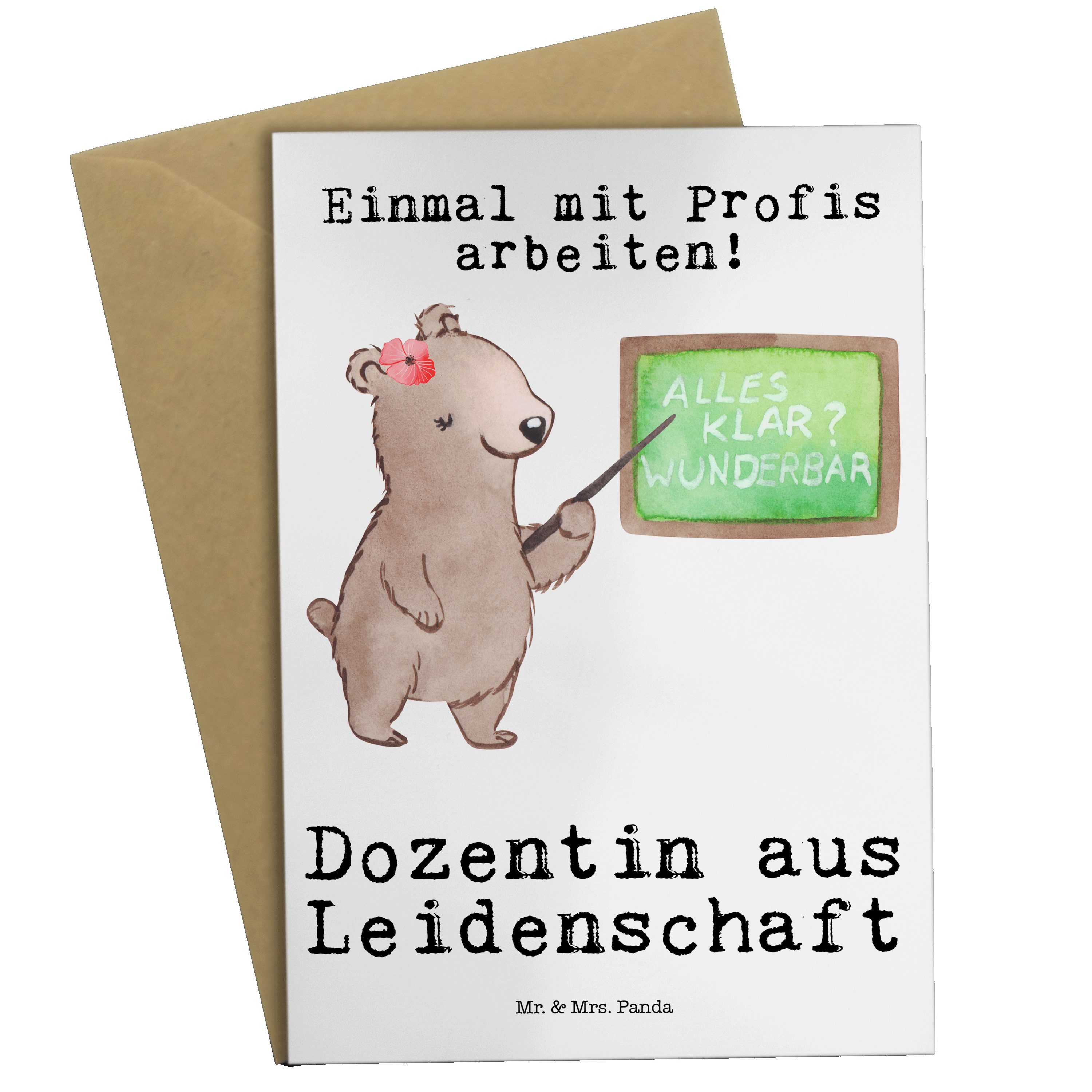 Mr. & Mrs. Panda Grußkarte Dozentin Leidenschaft Weiß Geschenk