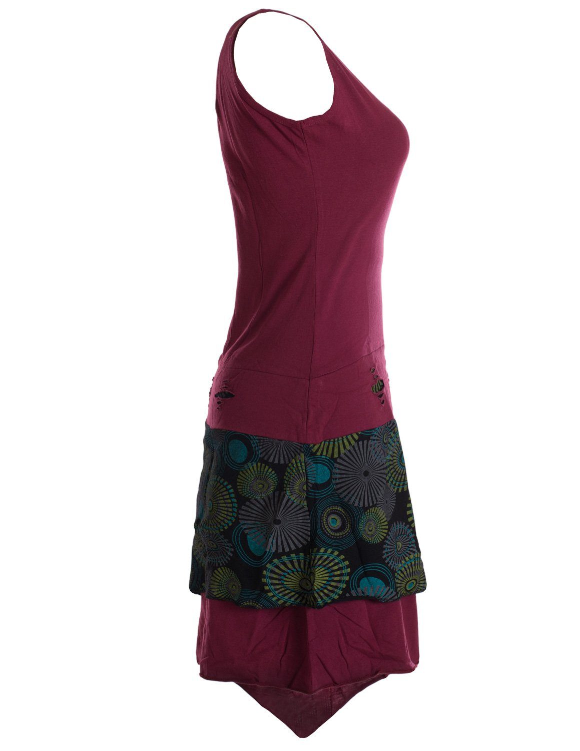 Vishes Zipfelkleid Ärmelloses asymmetrisches Lagenlook Zipfelkleid Hippie, Ethno, Elfen Style