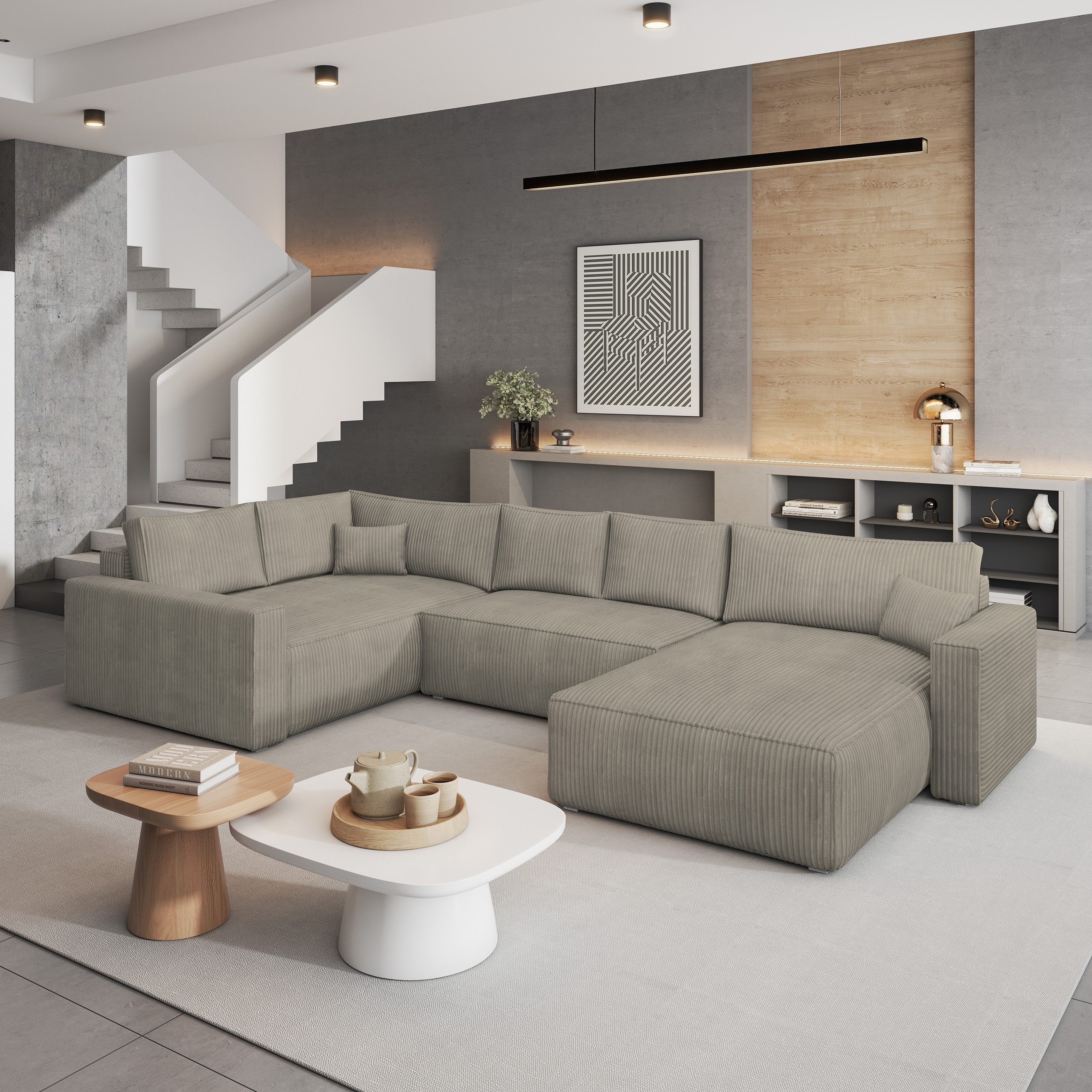 Masseno Ecksofa VELAMI mit Schlaffunktion U-Form, Sofa mit Bettkasten günstig online kaufen