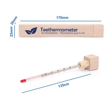 Lantelme Kochthermometer Teethermometer im dekorativer Holzbox, 2-tlg., Aufdruck für Teetemperaturen