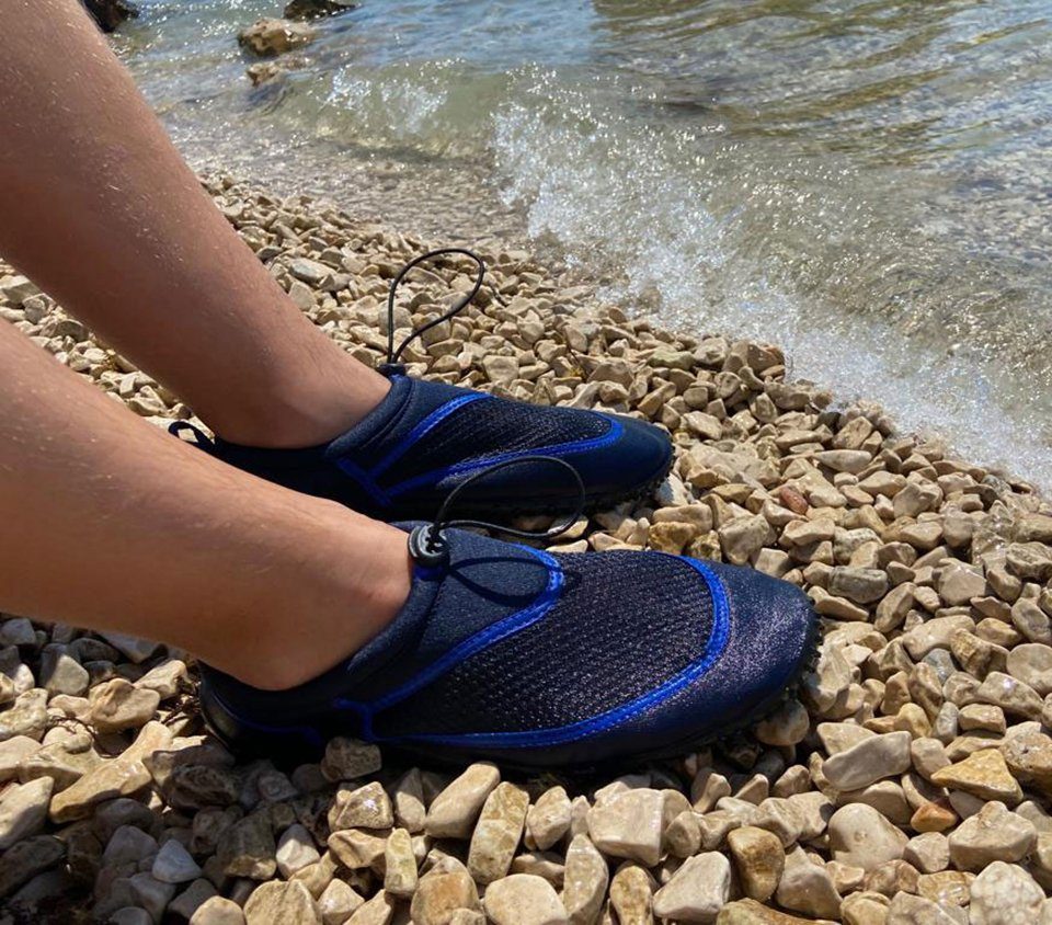 Beck Badeschuh Aqua Badeschuh Füße (leichte, stabile flexible, schnelltrocknend dunkelblau Laufsohle, Strand) Pool rutschfeste geschützte an flexible Schuhe, und für