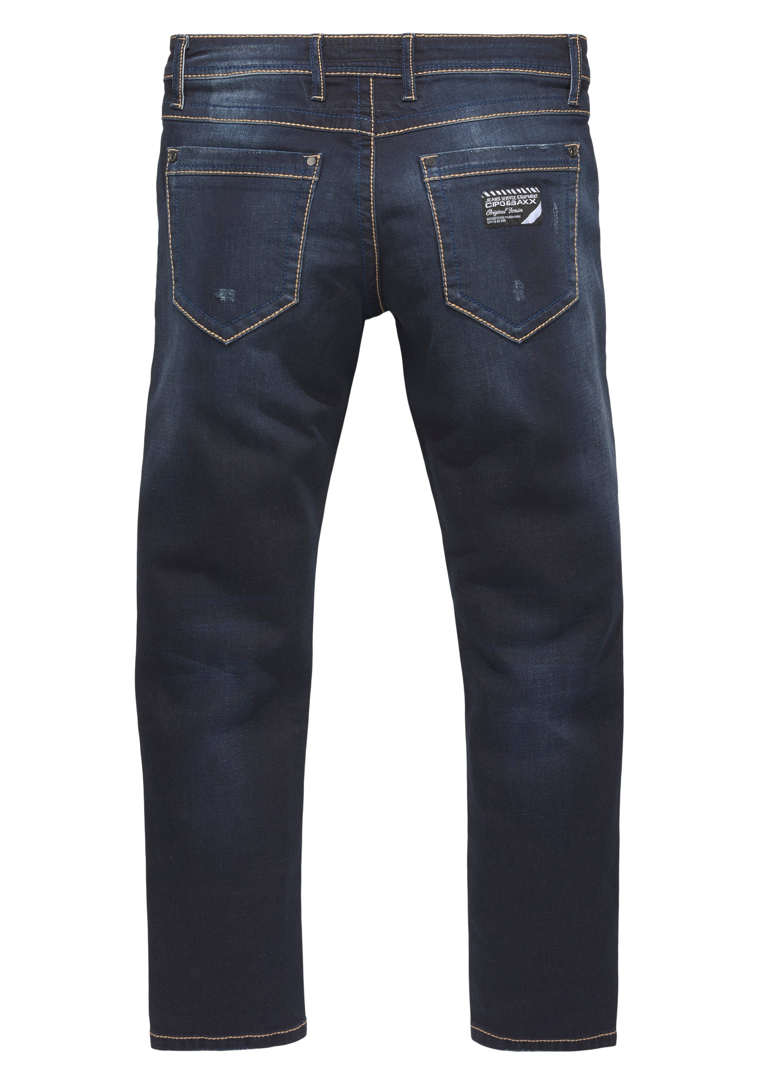 Baxx Cipo mit darkblue Regular-fit-Jeans Waschung & markanter