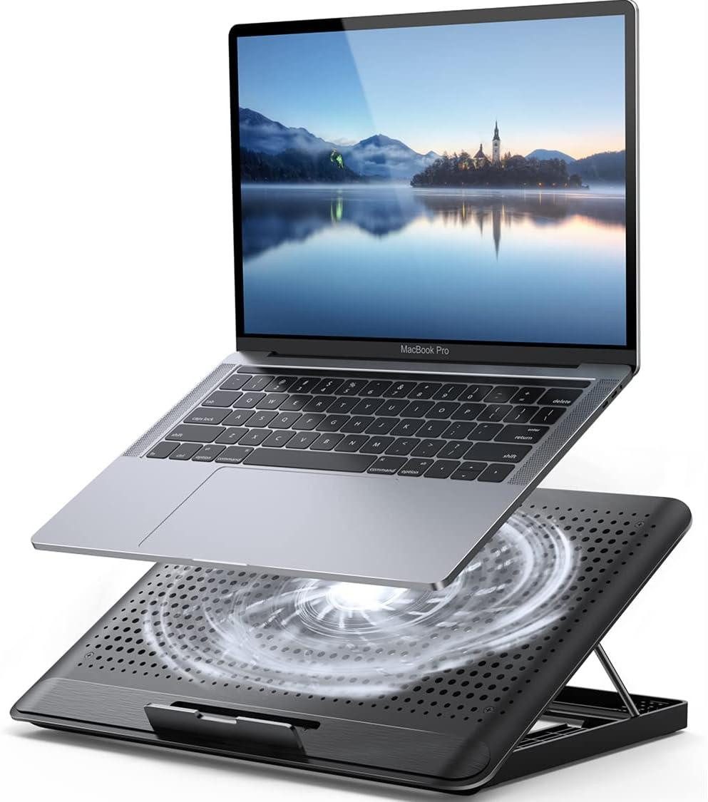 Toomoke Notebook-Kühler Notebook-Kühler,Laptop Kühler,6 Höhenverstellbar & Cooler Ständer, geeignet für Laptops bis 17 Zoll,6 Ventilatoren,Aluminiumlegierung