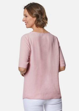 GOLDNER Kurzarmbluse Feminine Bluse mit aufregender Ausschnittlösung