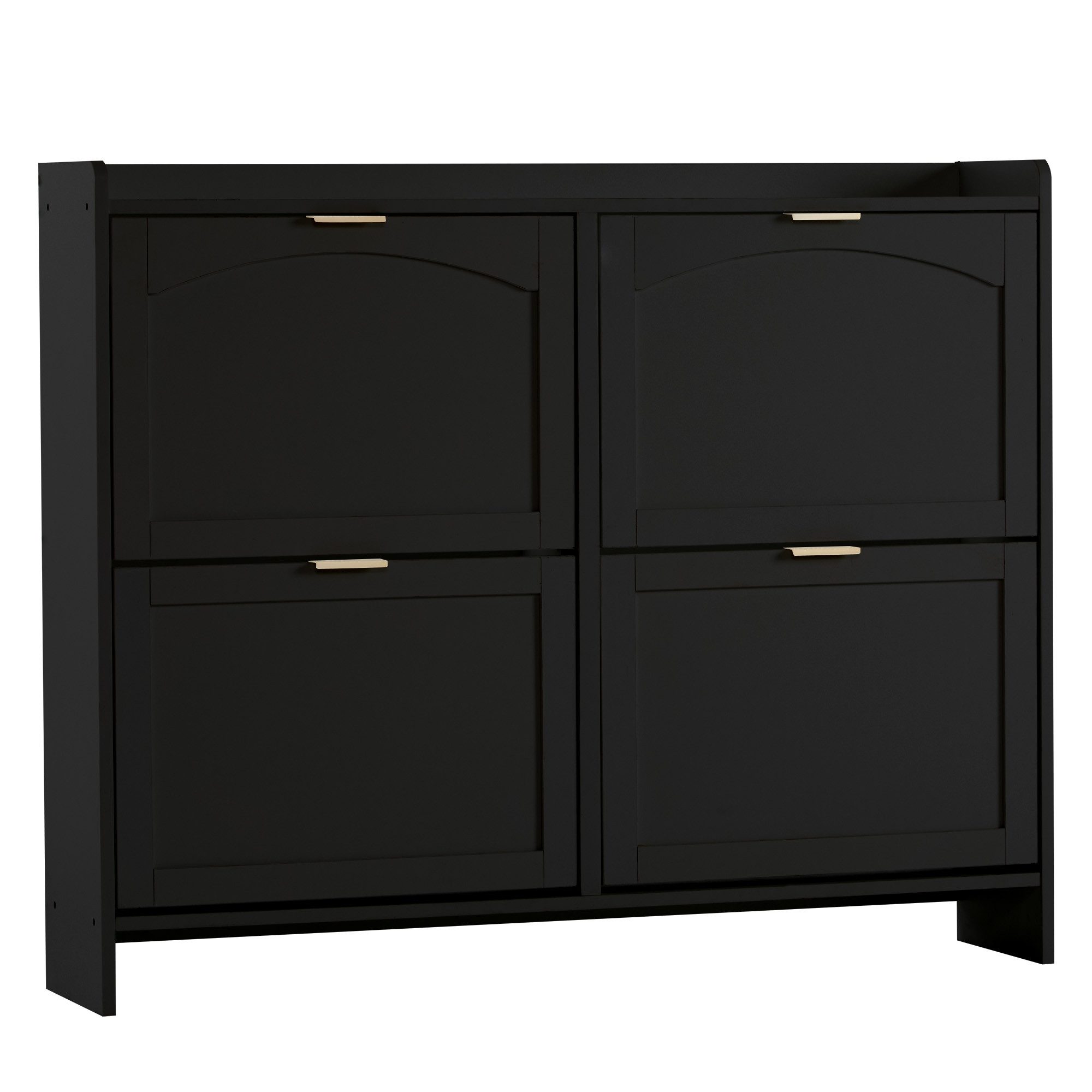 Merax Schuhschrank mit 4 Klappenfächern und Kippsicherung Schuhregal Schuhkipper Schuhkommode, B110/H90/T24cm