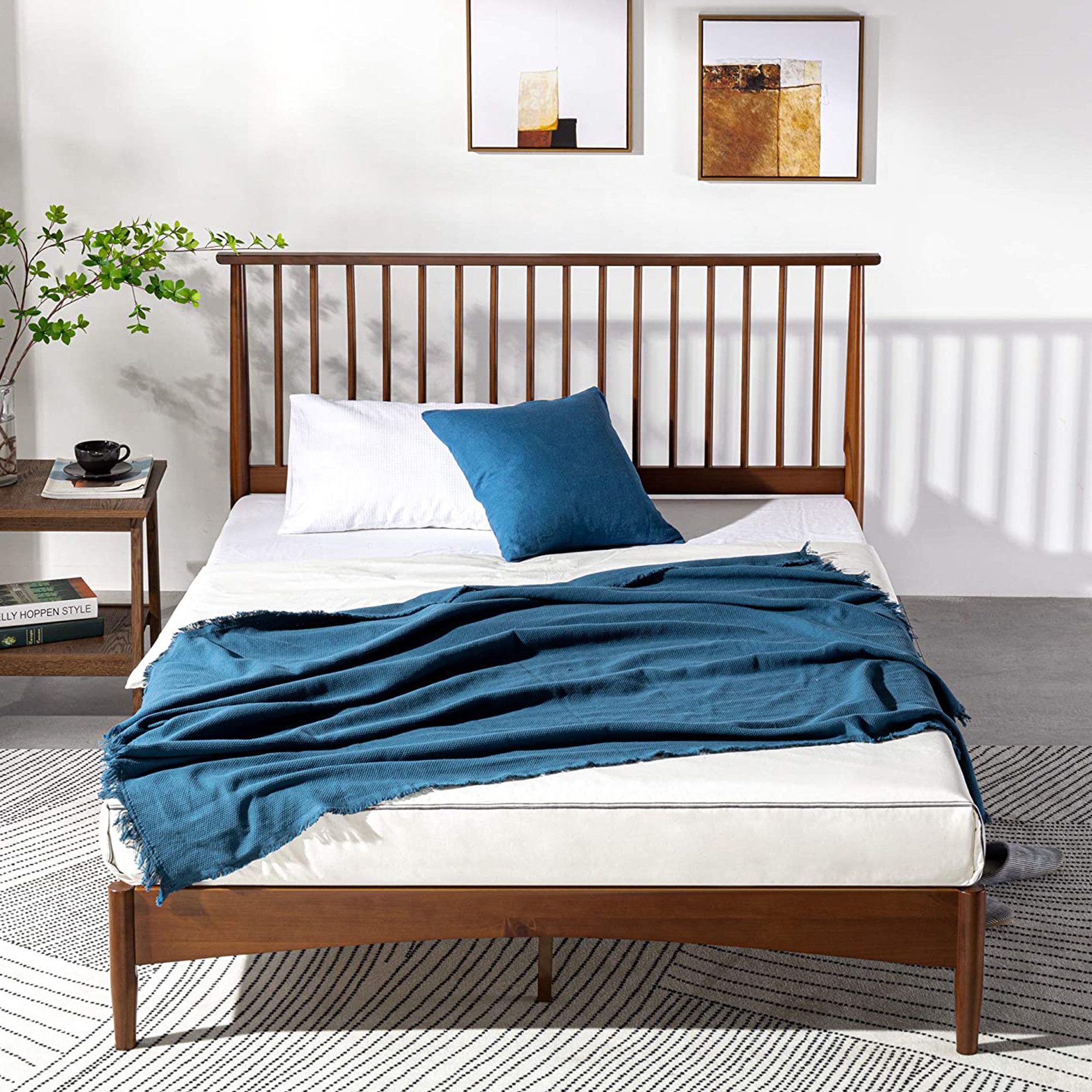 ZINUS Holzbett Linda Mid-Century (Packung, 1-tlg., Bett 140x200 cm), mit Kopfteil, inklusive Lattenrost aus Holz, Mid-Century Look