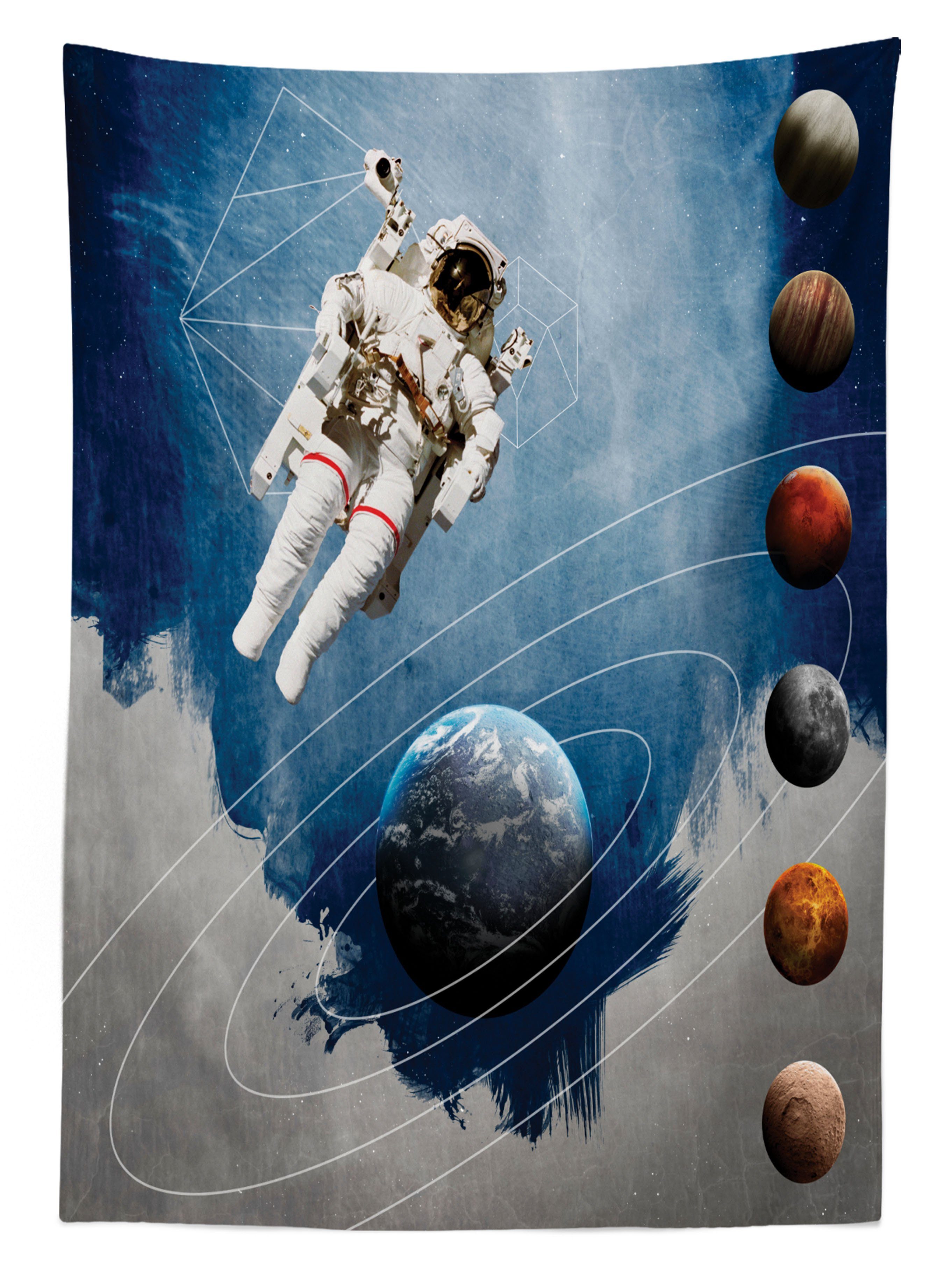 Abakuhaus Tischdecke Farbfest Waschbar Für Astronaut geeignet den Bereich Außen Weltraum Planeten Farben, Nebel Klare