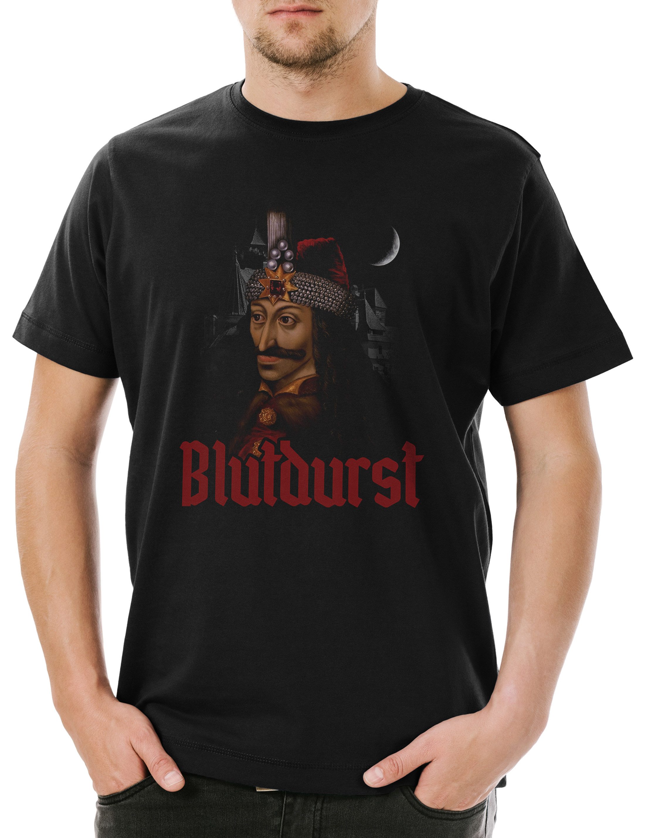 Urban Backwoods Print-Shirt Vlad III. Draculea Herren T-Shirt Pfähler Portrait The Impaler Graf (1-tlg) Dracula Vampir Vampire Gothic