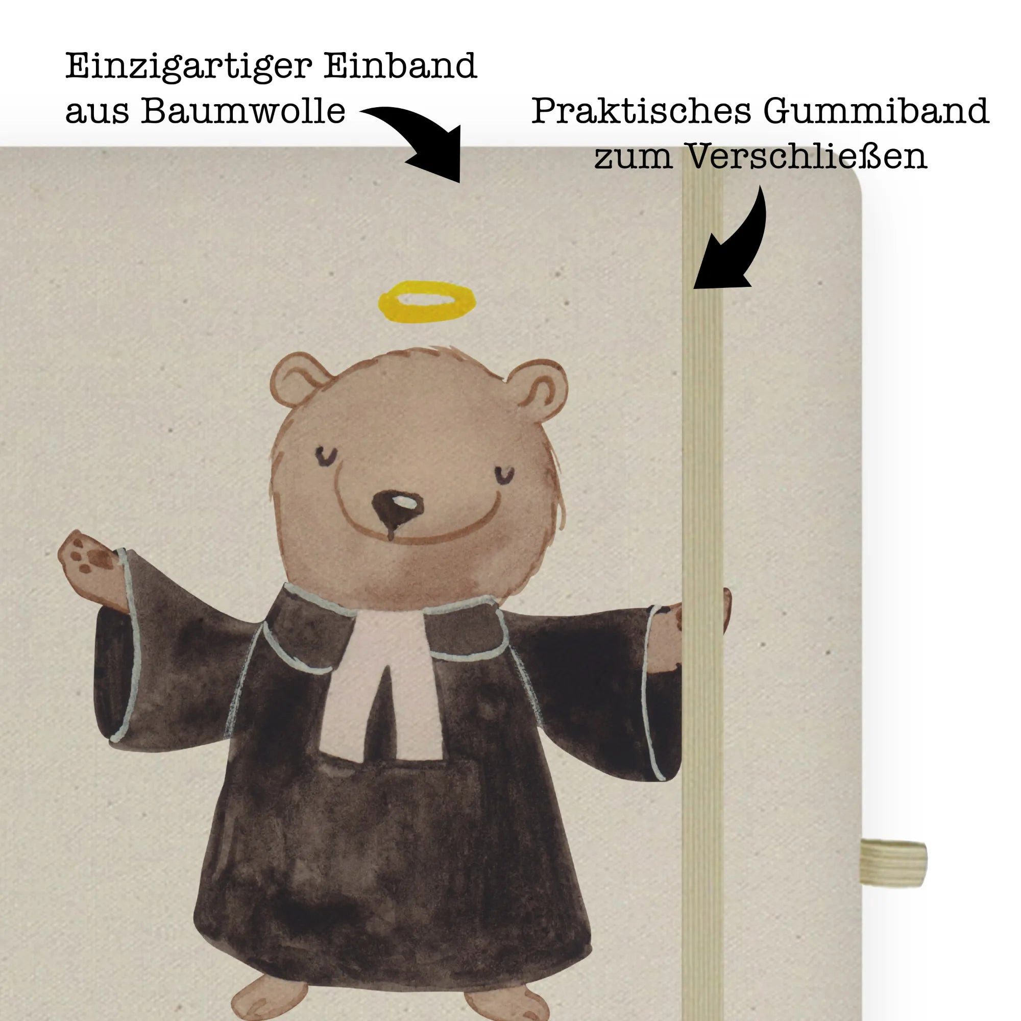 Thumbnail - Mr. & Mrs. Panda Notizbuch Pfarrer Herz - Transparent - Geschenk, A4 Notizbuch Punkte, Theologe, Mr. & Mrs. Panda, Langl...