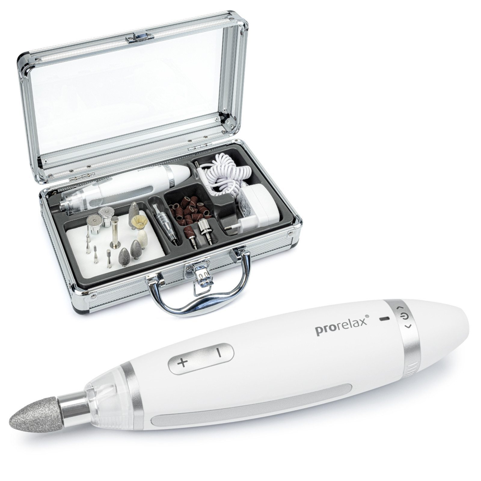prorelax Elektrische Hautpflegebürste PRORELAX Maniküre- / Pediküre-Set DELUXE mit 15 Aufsätzen