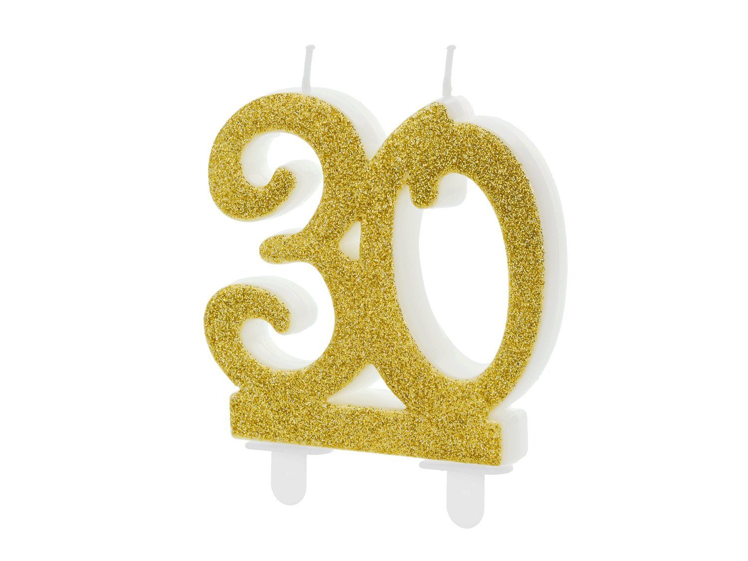 partydeco Geburtstagskerze, Geburtstagskerzen 30 Jahre 7.5cm, gold / glitzer