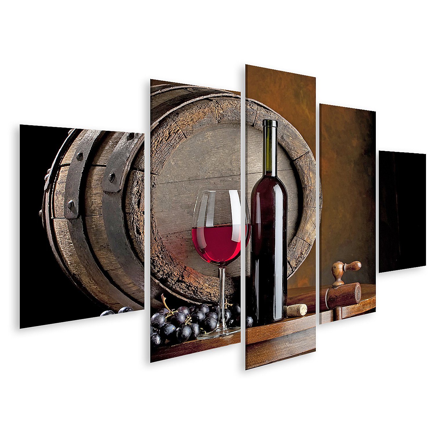 Leinwandbild Bild auf Leinwand Wein Komposition mit Weinfass auf Hintergrund Wandbi