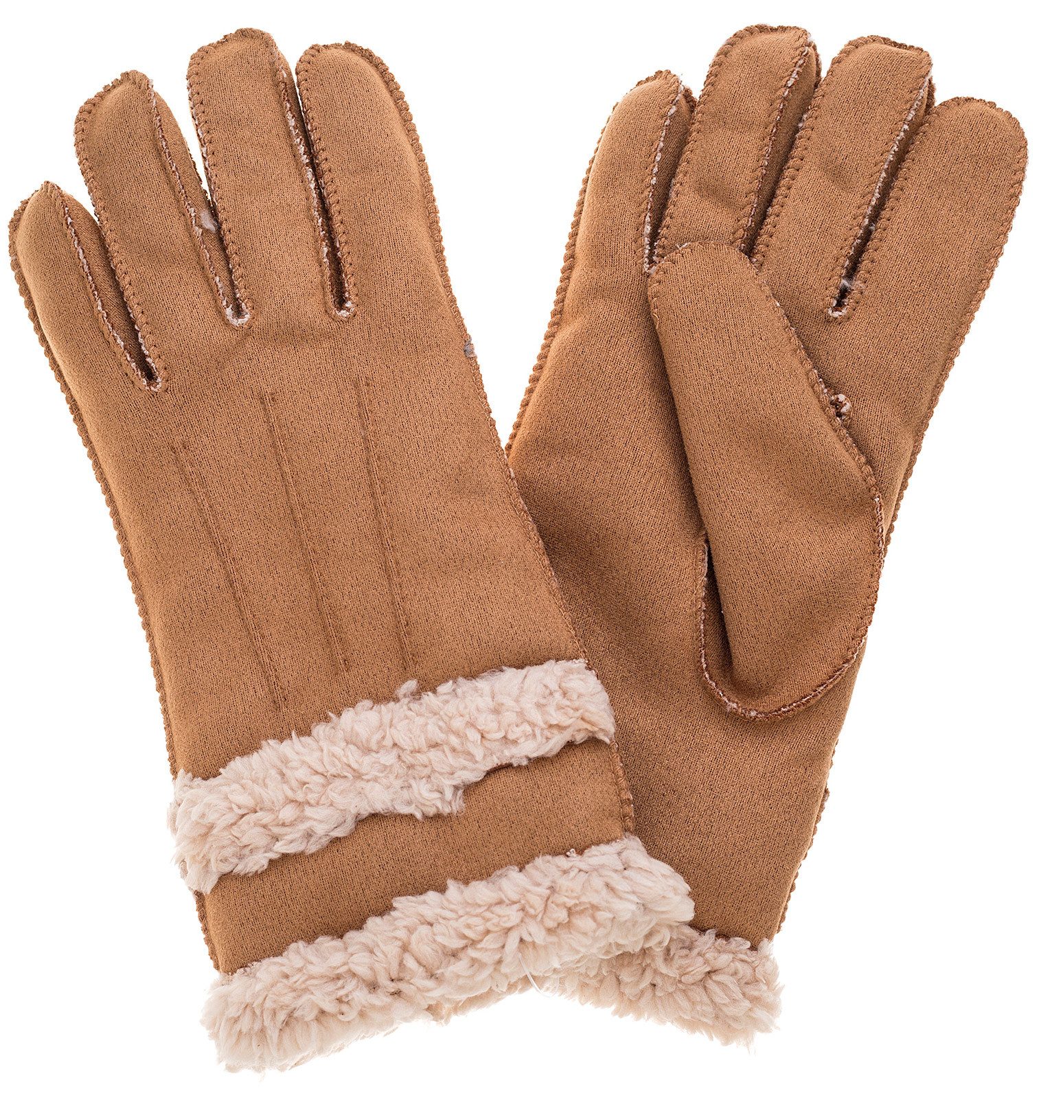 styleBREAKER Fleecehandschuhe Handschuhe Wildleder Optik mit Teddyfleece (1-St)