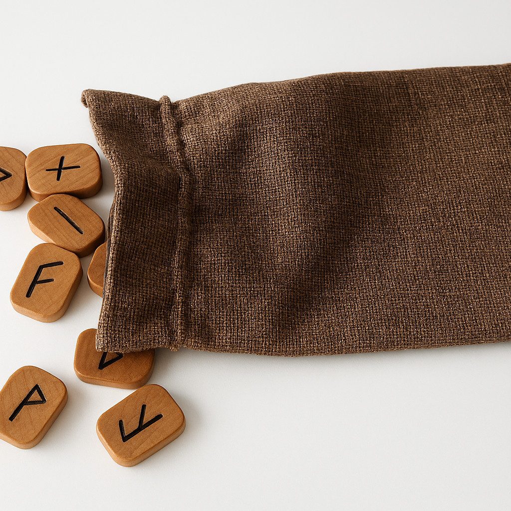 Königsfurt-Urania Verlag Spielesammlung Runen aus Holz: 24 Runen aus Buchenholz im Stoffbeutel