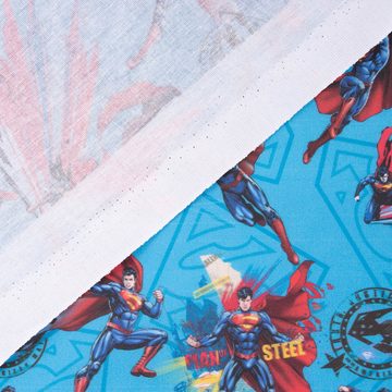 SCHÖNER LEBEN. Stoff Baumwollstoff Popeline Digitaldr. Superman™© blau rot schwarz gelb 1,5, allergikergeeignet