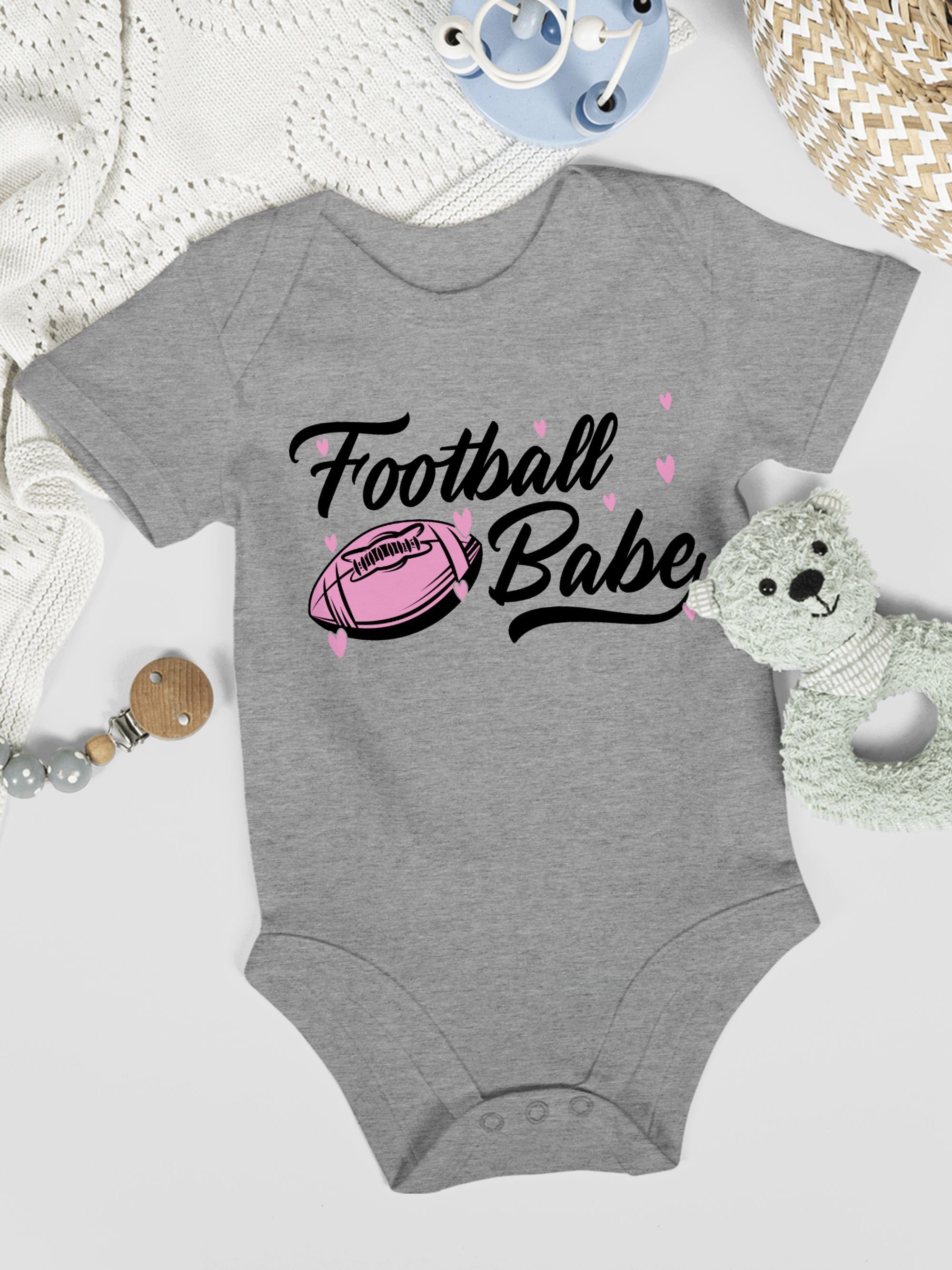 Shirtbody Shirtracer Grau Babe Baby & meliert Football rosa/schwarz Bewegung Sport 2