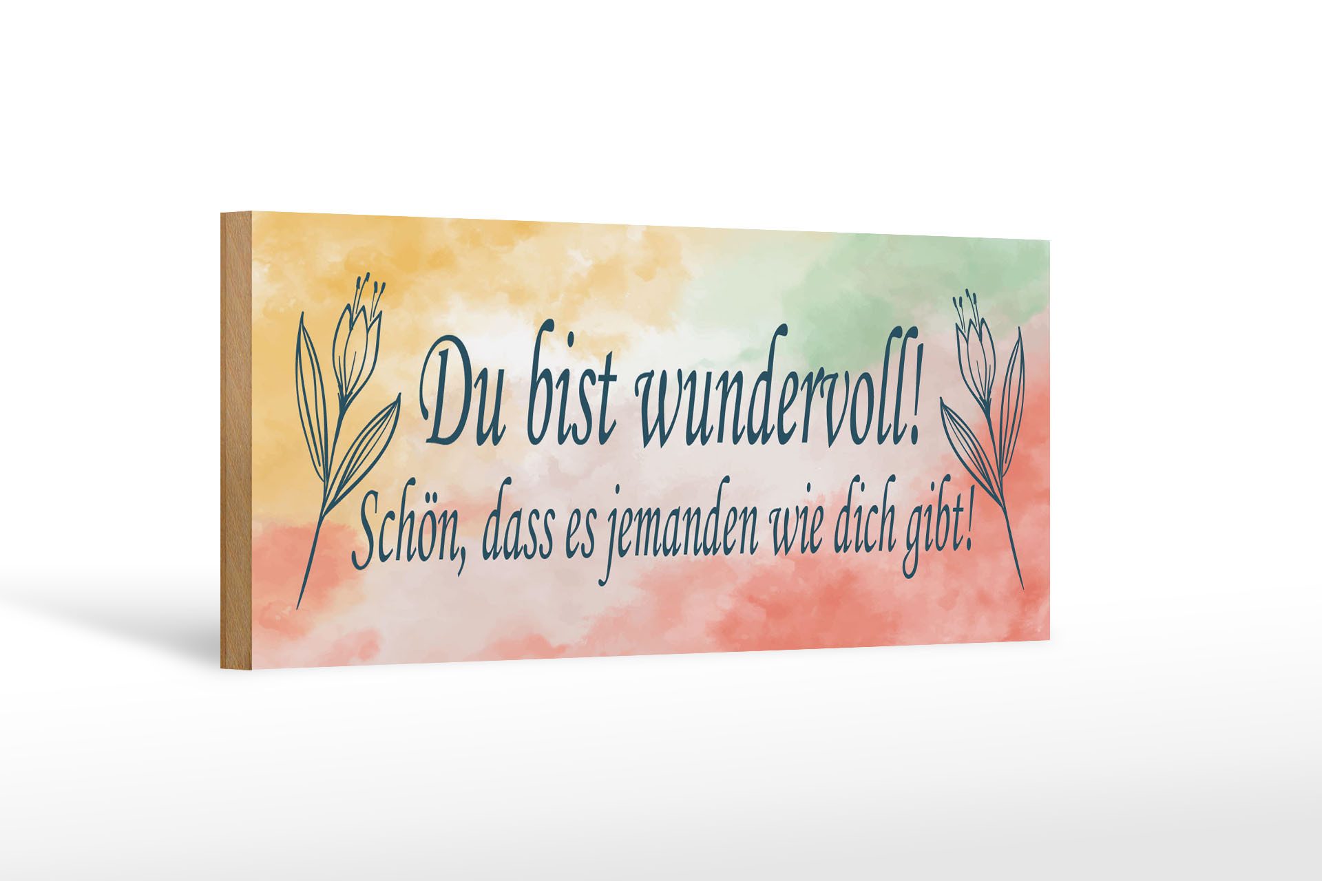 Femer GmbH Holzbild Spruch 27x10cm du bist wundervoll schön das es