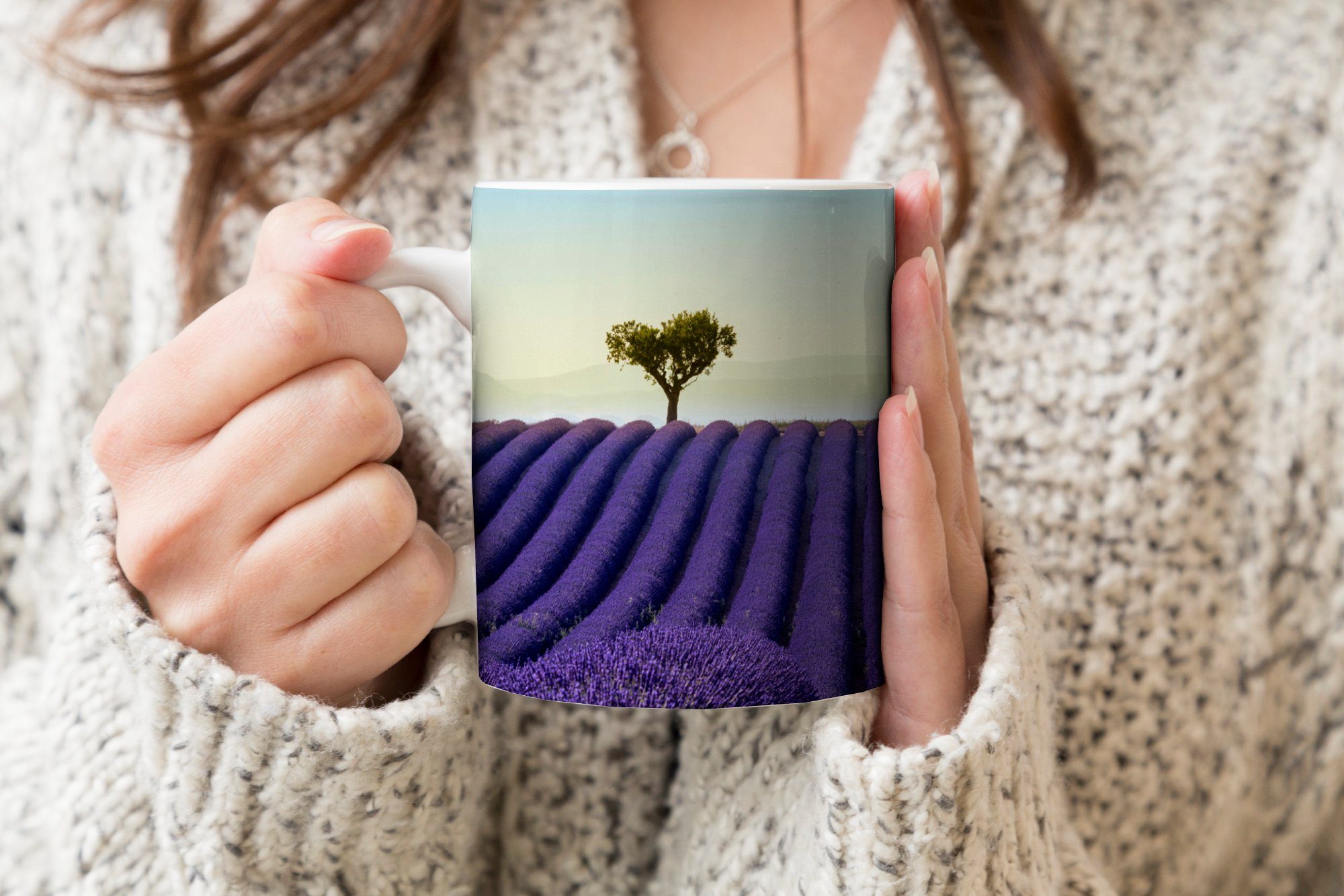 MuchoWow Tasse Lavendel - Bäume Natur, Teetasse, Geschenk Teetasse, Blumen - Keramik, - Becher, Kaffeetassen