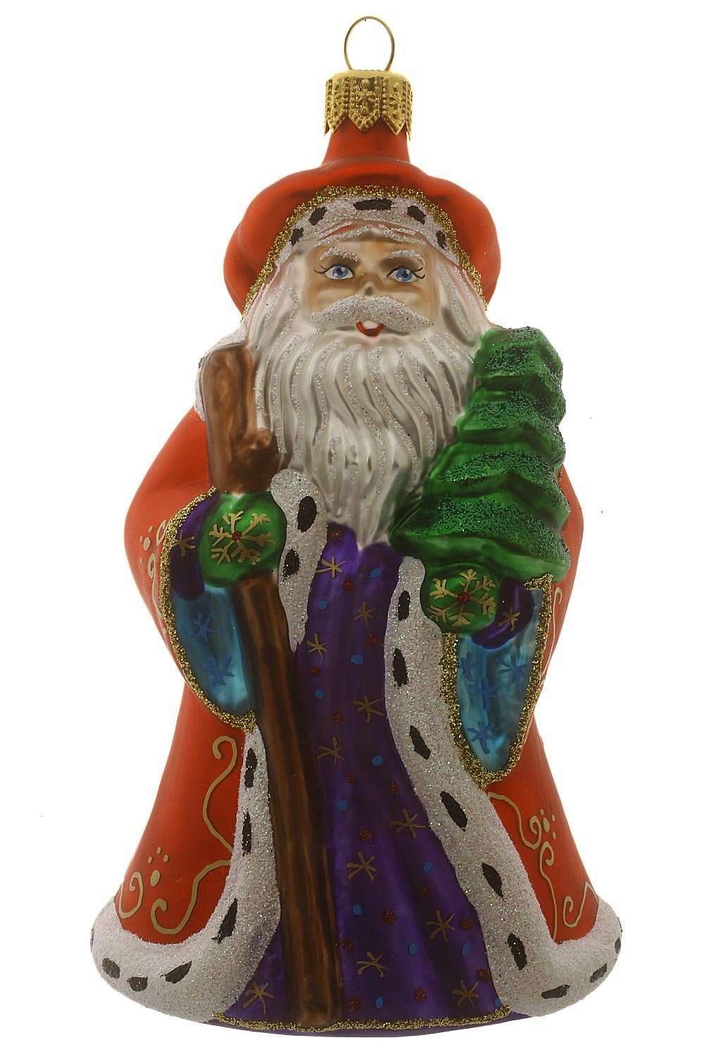 mitTannenbaum, handdekoriert Weihnachtskontor mundgeblasen - Christbaumschmuck Weihnachtsmann Hamburger - Dekohänger
