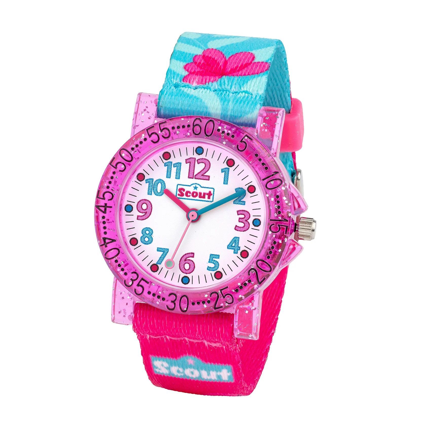 Scout Quarzuhr Kinderuhr 164000027 Flamingo Textilband Türkis Rosa 33 mm