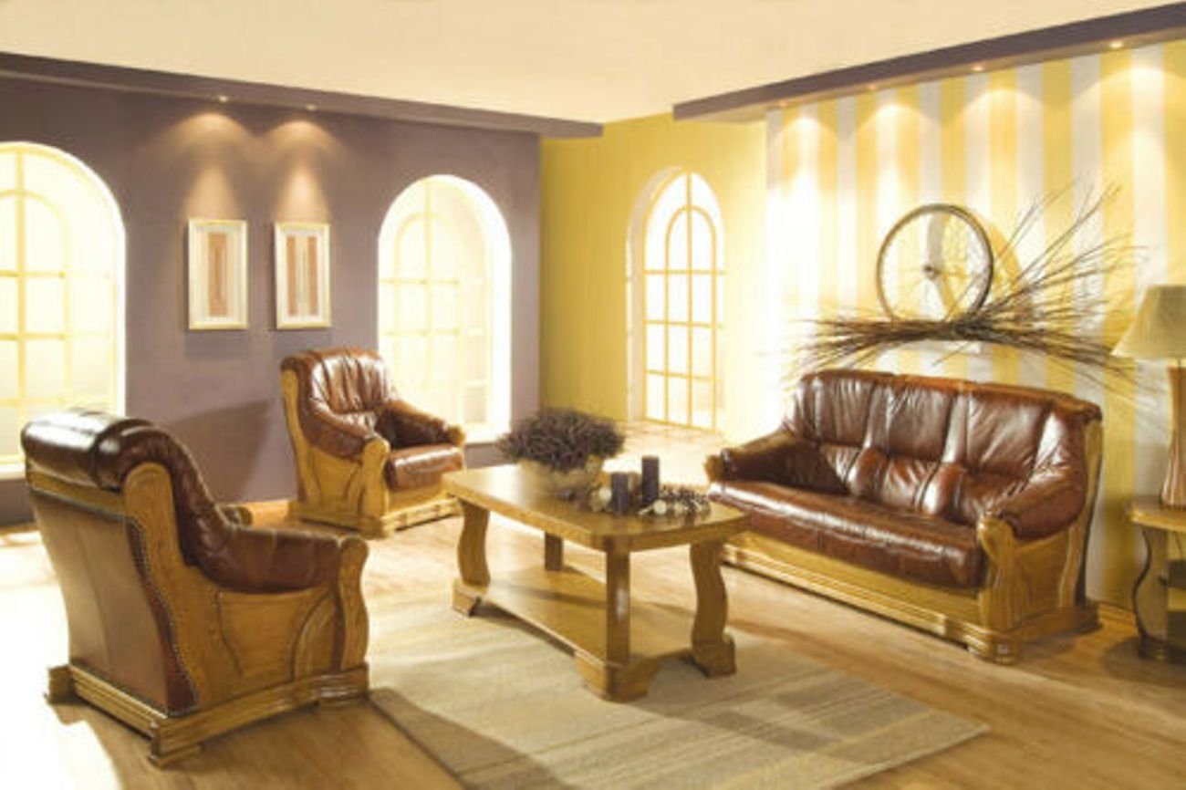 Komplett Ledercouch Ledersofa Sofa in Europe Made Ledergarnitur Sitz, JVmoebel Sofa Set