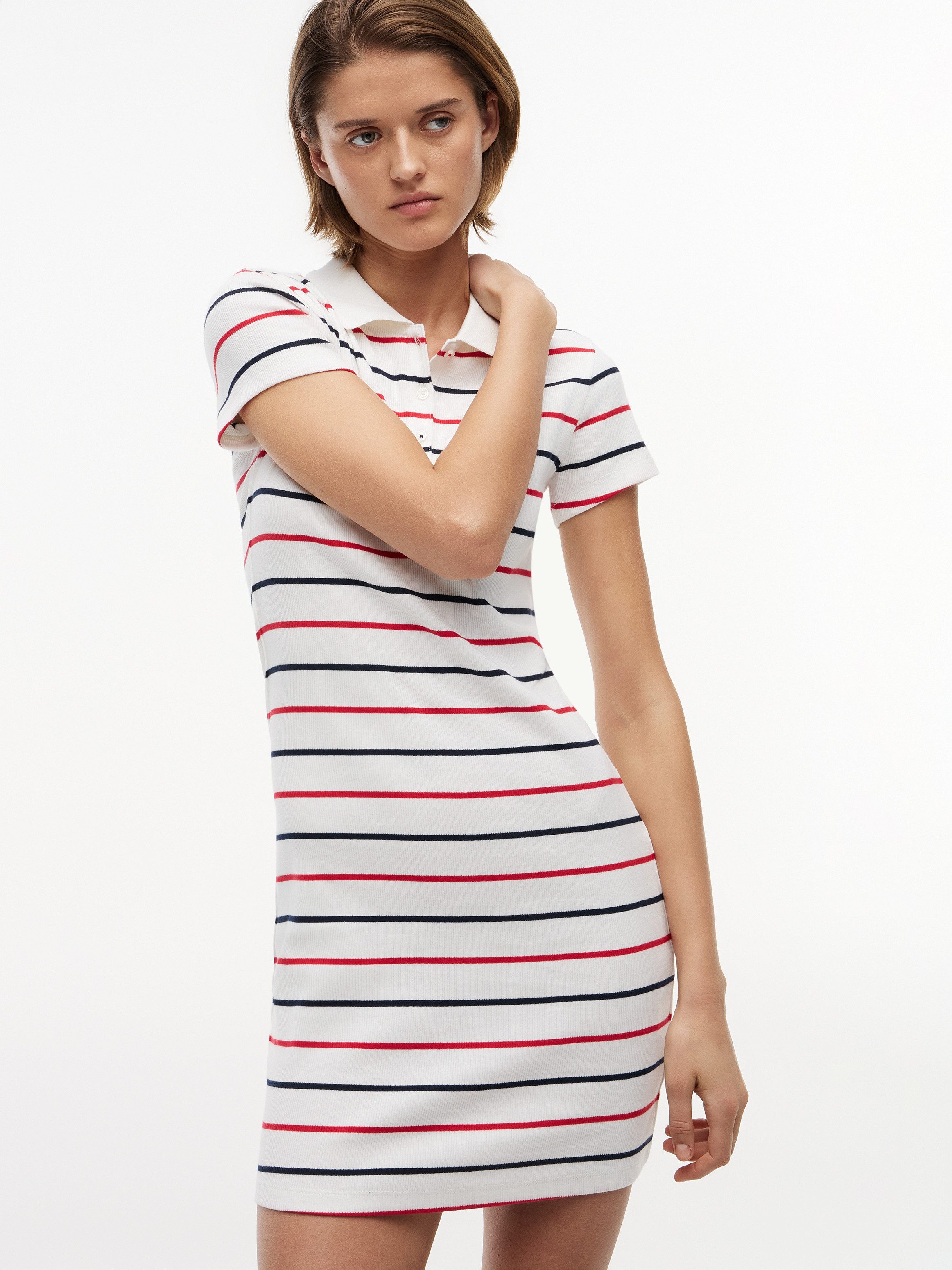 Tommy Jeans Polokleid TJW RIB BODYCON POLO DRESS Baumwollmischung, figurbetont, in gerippter Struktur