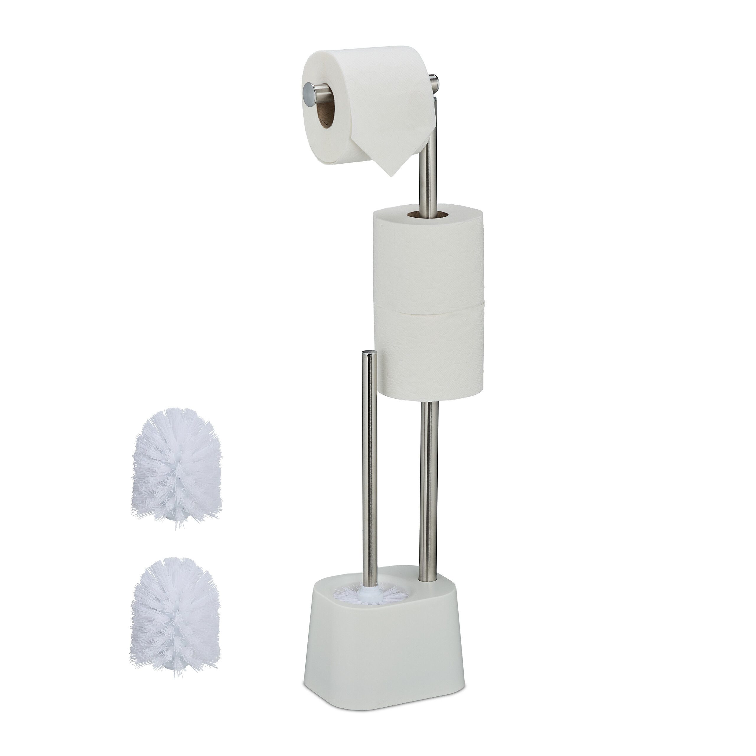 relaxdays WC-Garnitur Edelstahl, (3-tlg), weiß günstig online kaufen