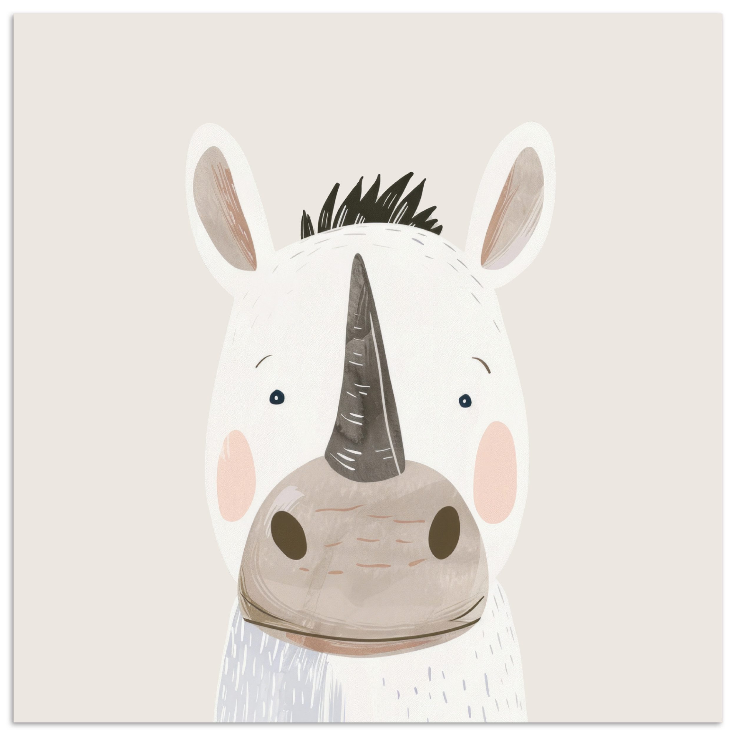 Poster Nashorn - Wildtiere - Pastellfarben