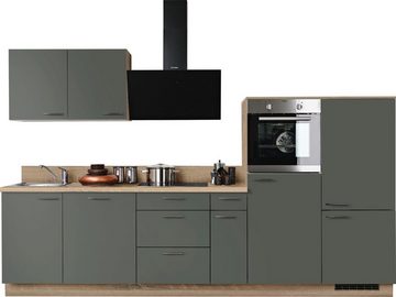 Kochstation Küchenzeile Scafa, vormontiert, mit höhenverstellbaren Füßen, vormontiert, wahlweise mit E-Geräten, mit Soft-Close, Breite 320 cm