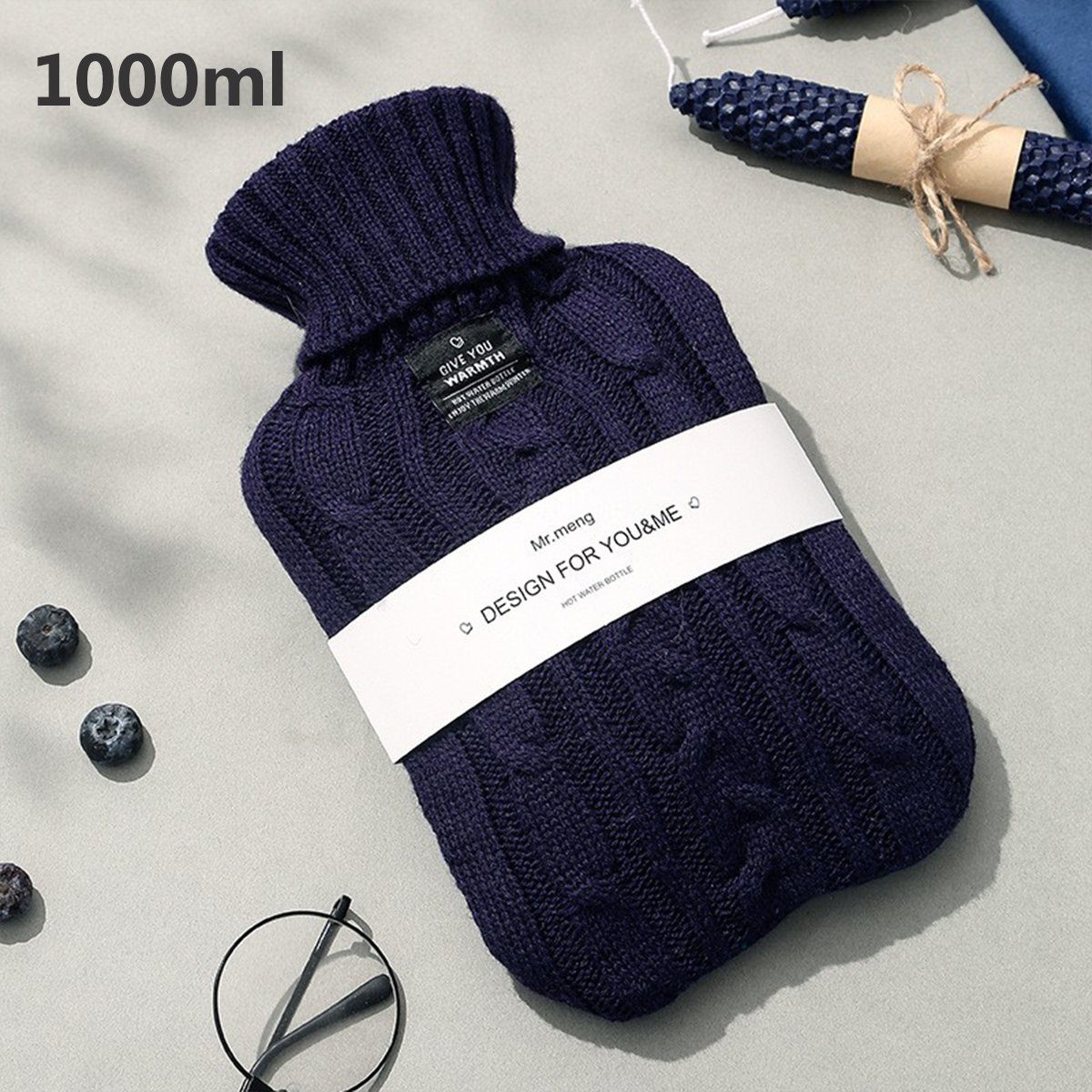 XDeer Wärmflasche Wärmflasche mit weichem Strickbezug Auslaufsichere Wärmeflasche, Bettflasche zur Schmerzlinderung aus Naturkautschuk für Kinder