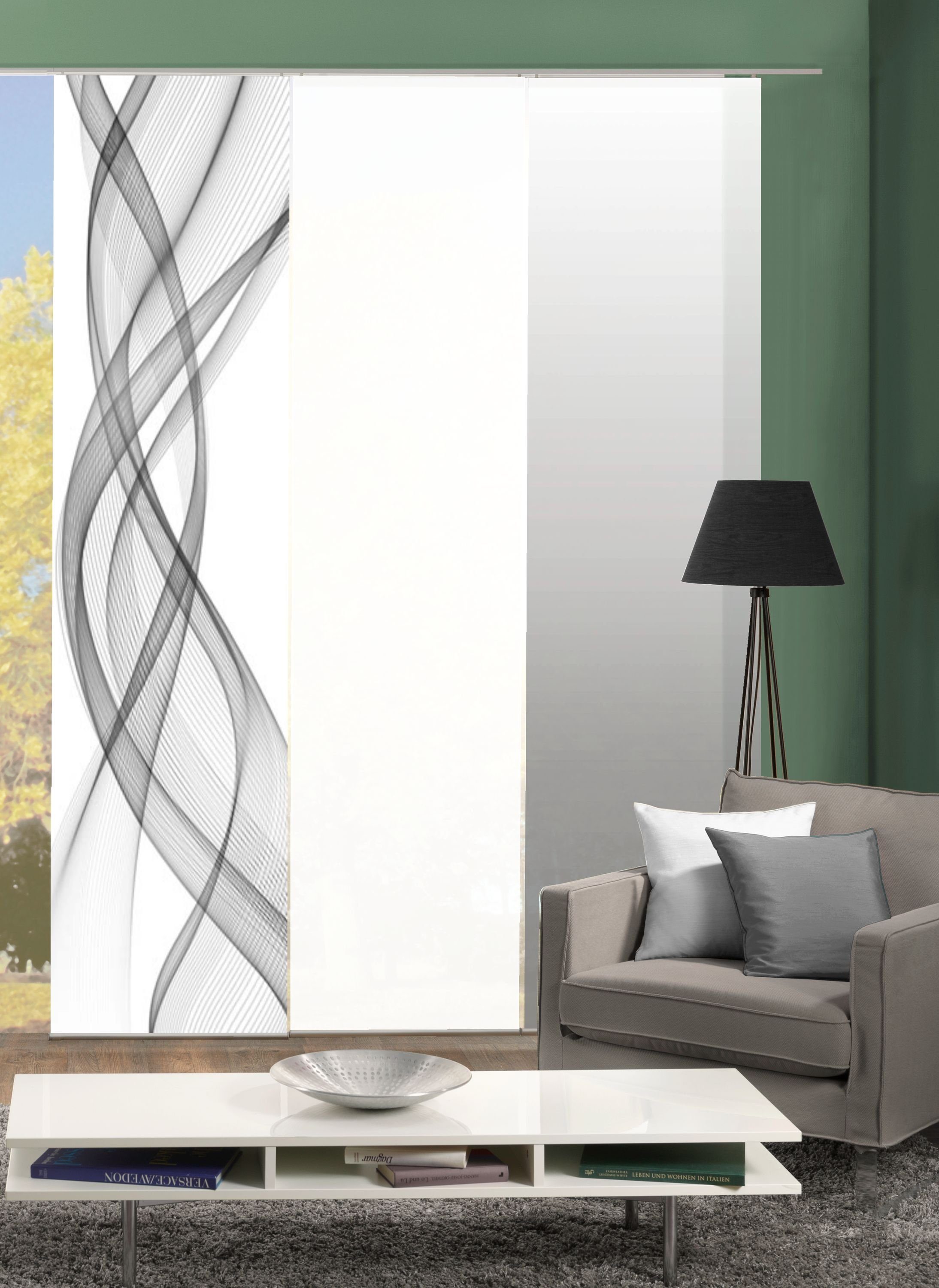 HOME WOHNIDEEN Schiebegardine "FERROLA" Klettband 3 Stk. tlg. HxB: 245x60, günstig online kaufen